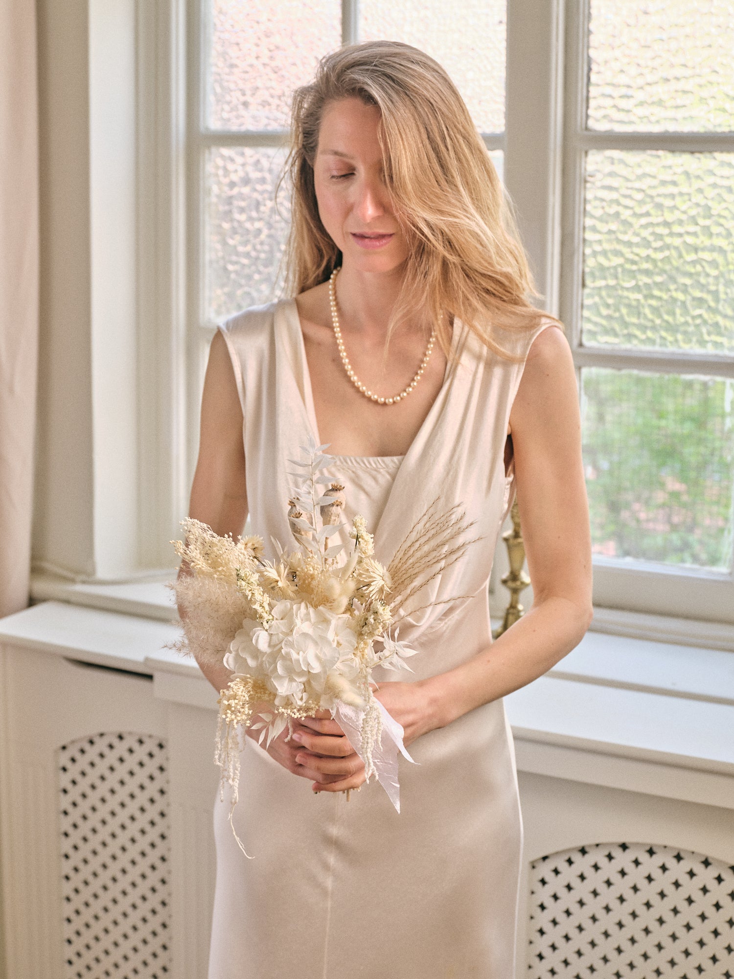 Everlasting Whites Dried Flower Bridesmaid Bouquet