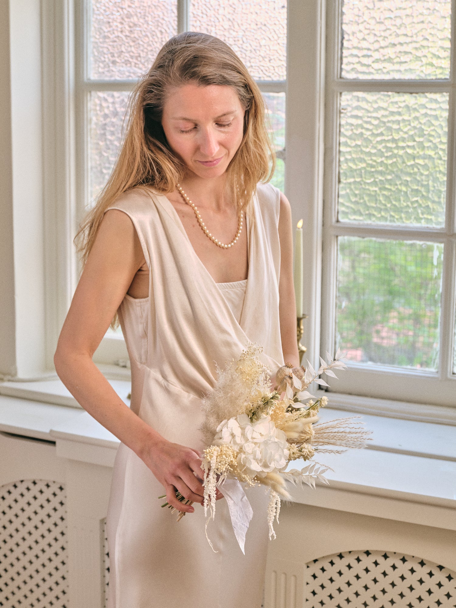 Everlasting Whites Dried Flower Bridesmaid Bouquet