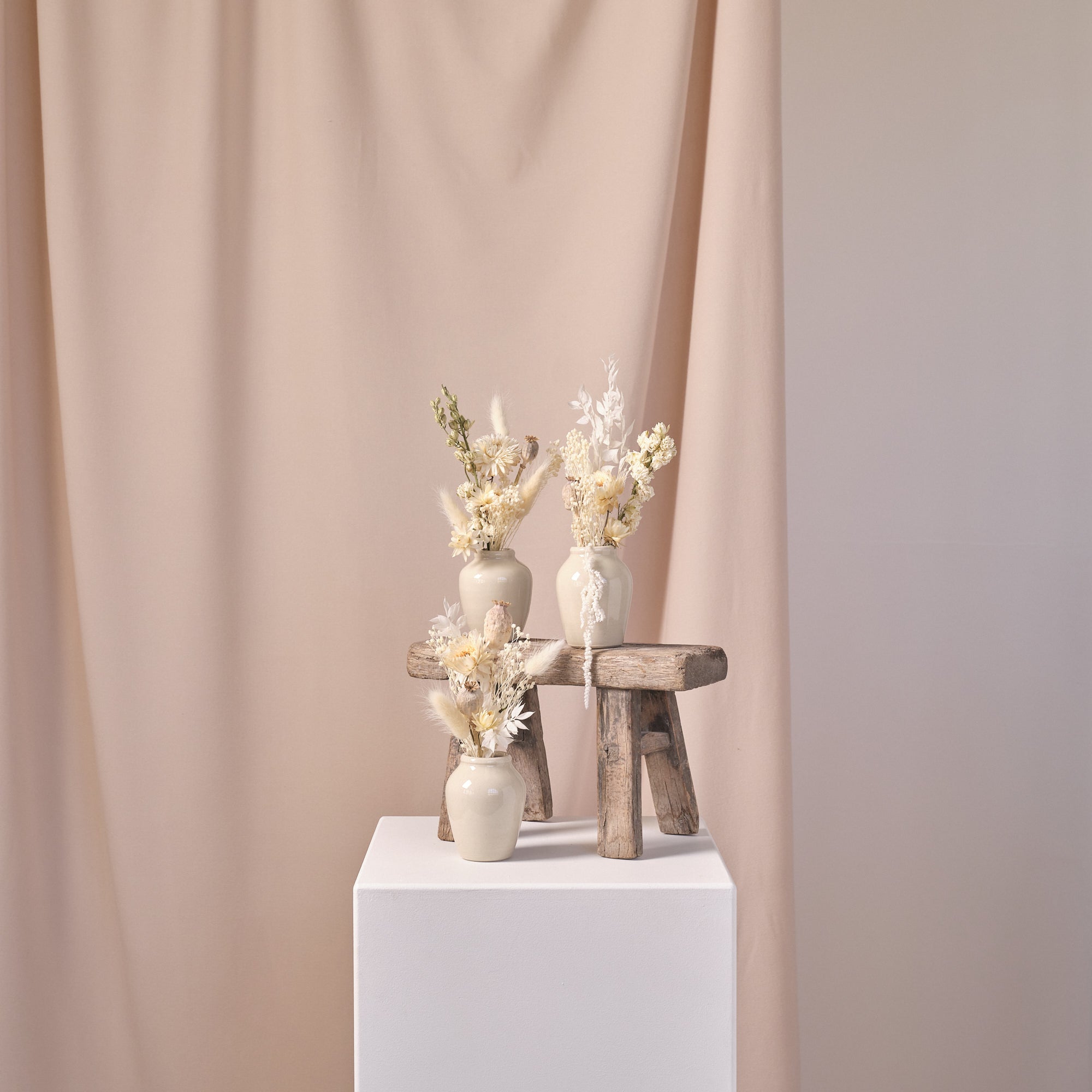 Everlasting Whites Dried Flower Bud Vase Arrangements