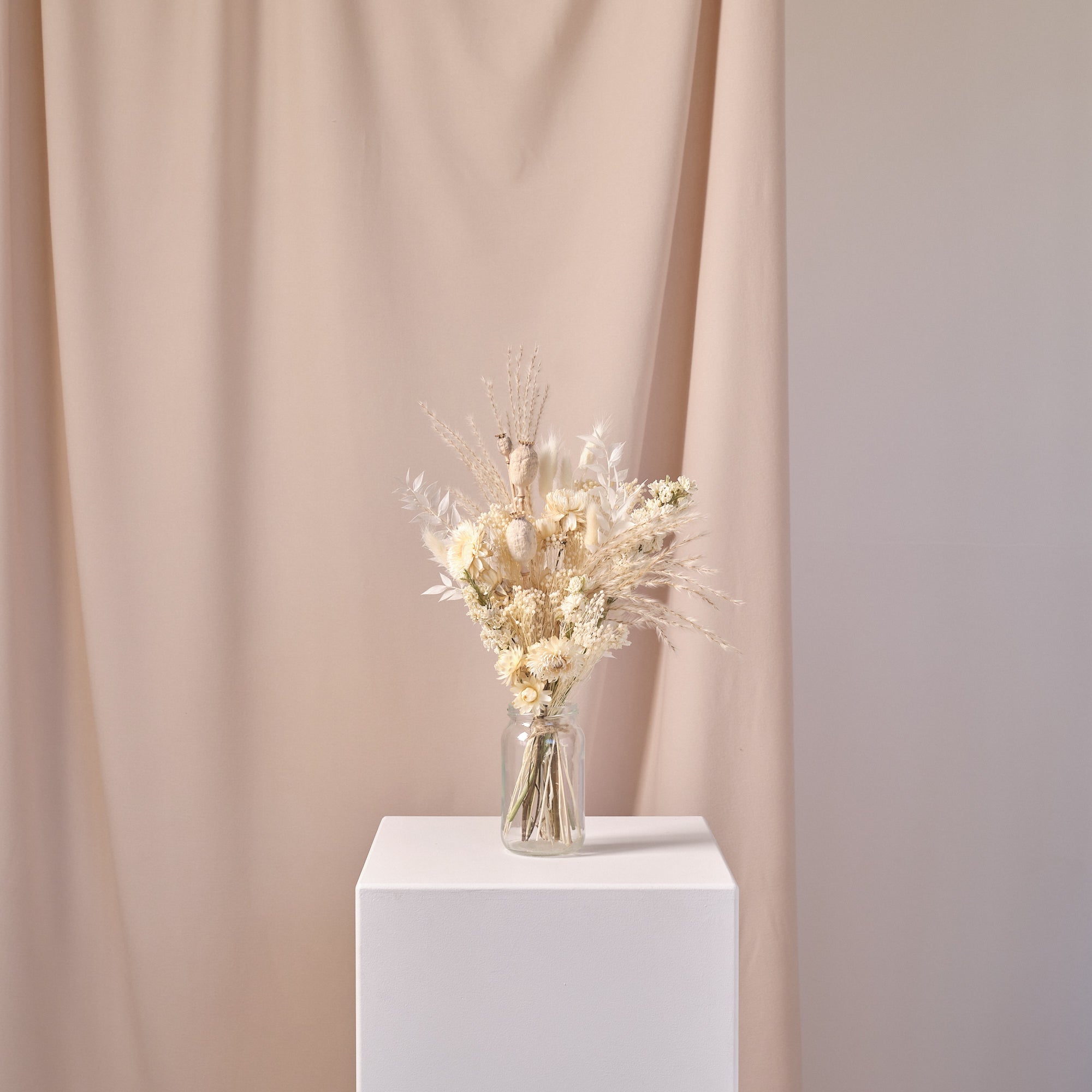 Everlasting Whites Jam Jar Arrangements