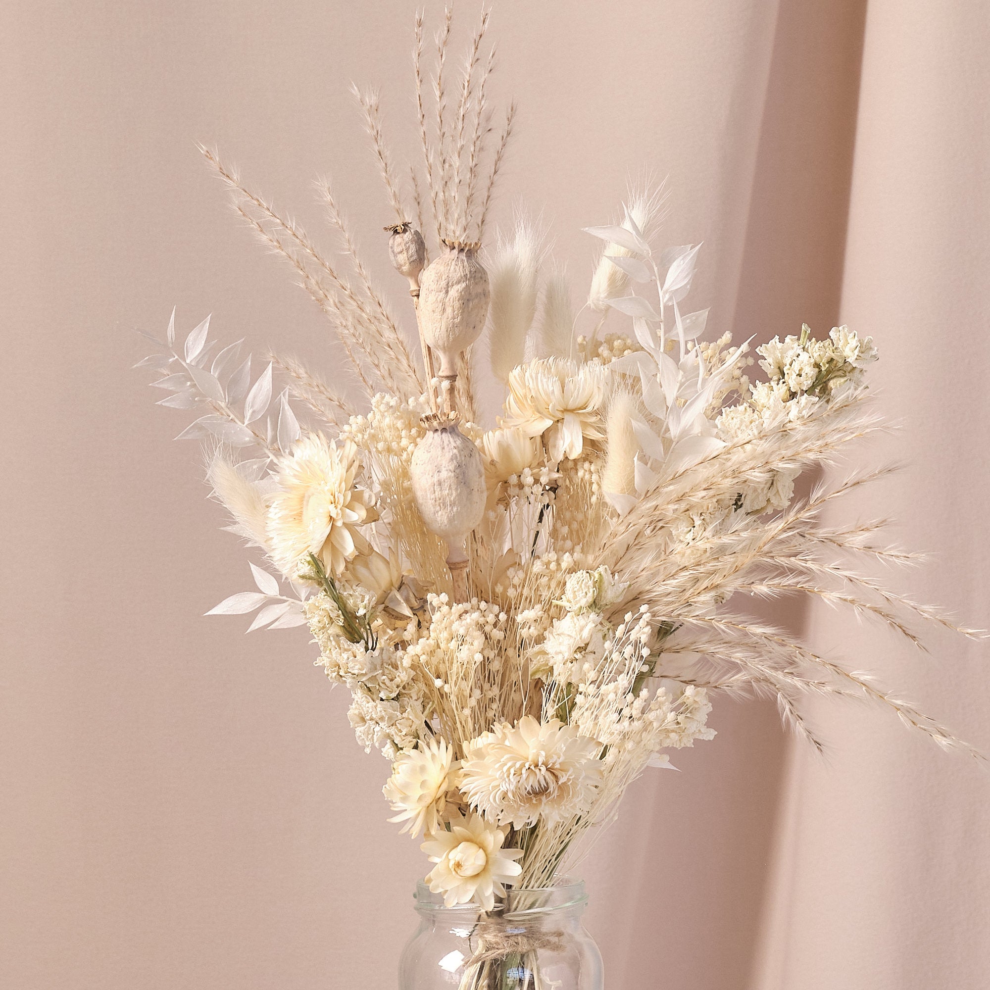 Everlasting Whites Jam Jar Arrangements