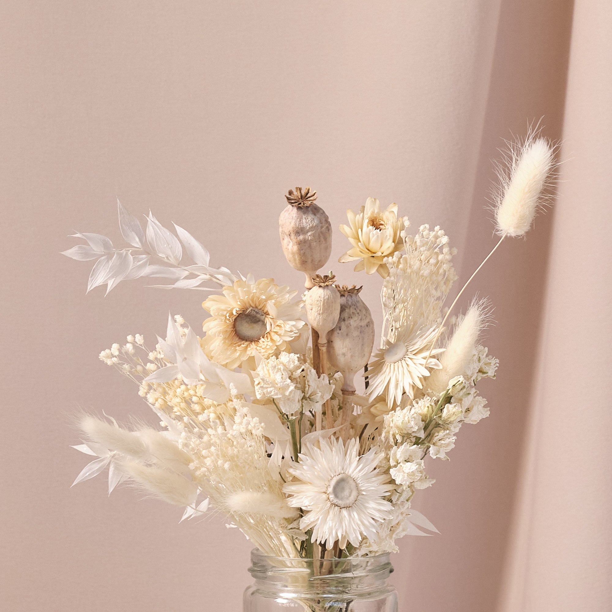 Everlasting Whites Jam Jar Arrangements