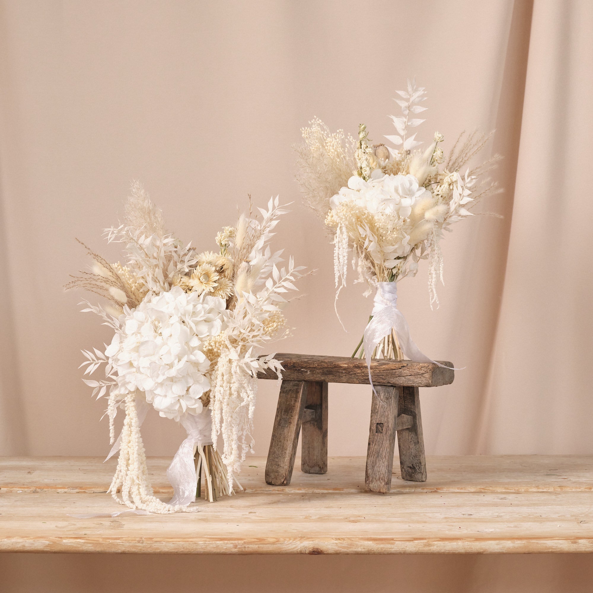Everlasting Whites Dried Flower Bridesmaid Bouquet