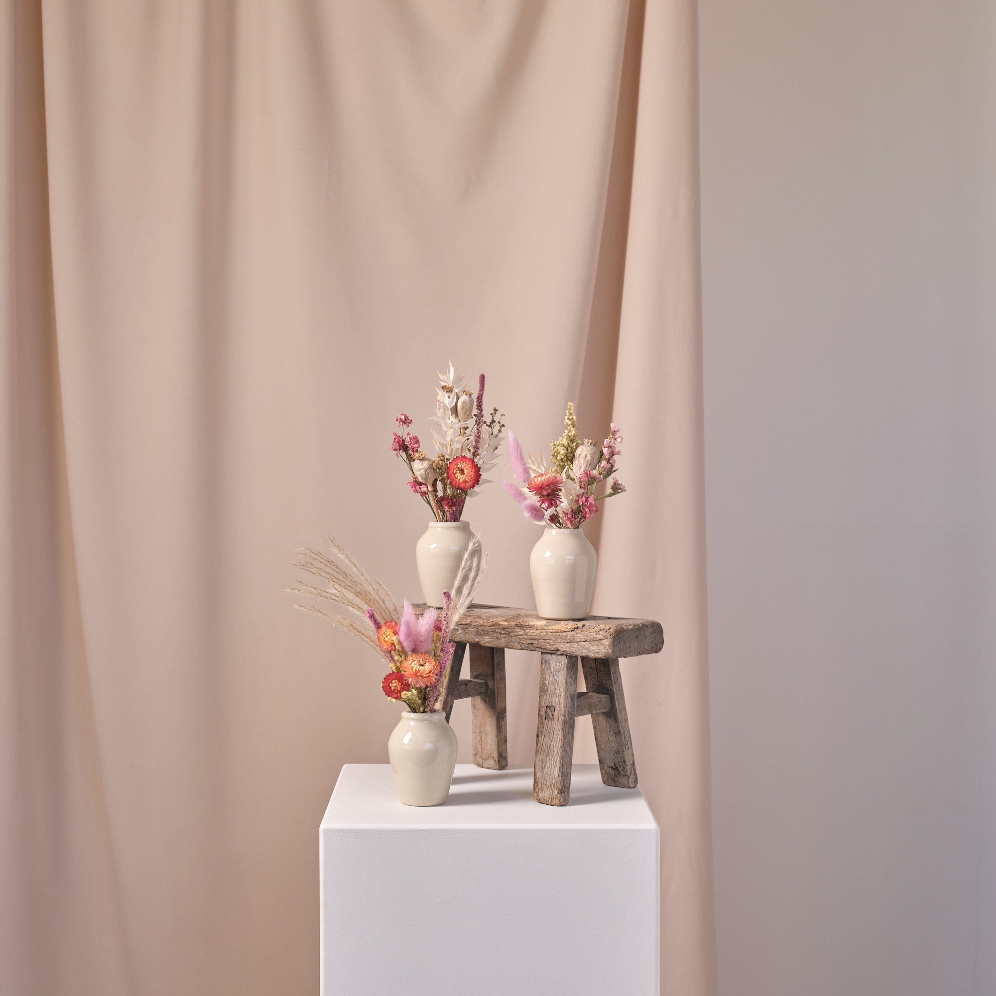 Everlasting Pastels Dried Flower Bud Vase Arrangements