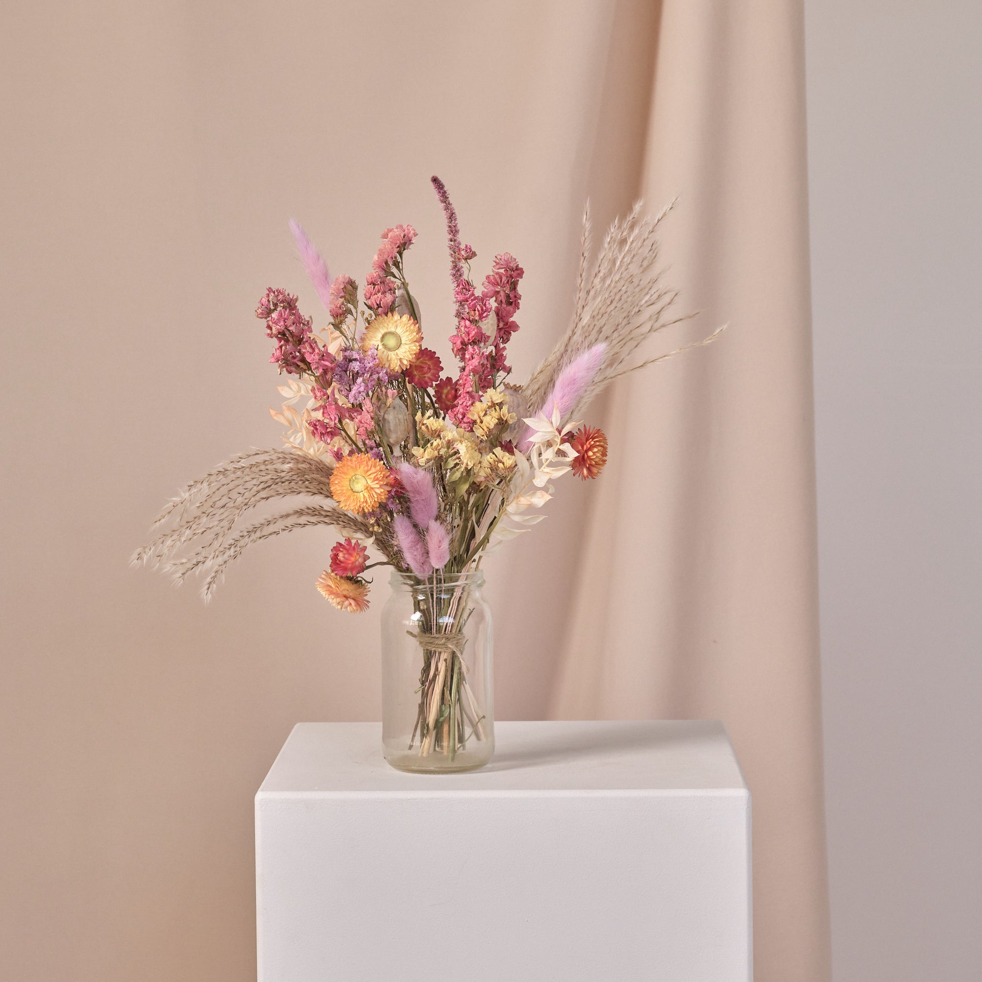 Everlasting Pastels Jam Jar Arrangements