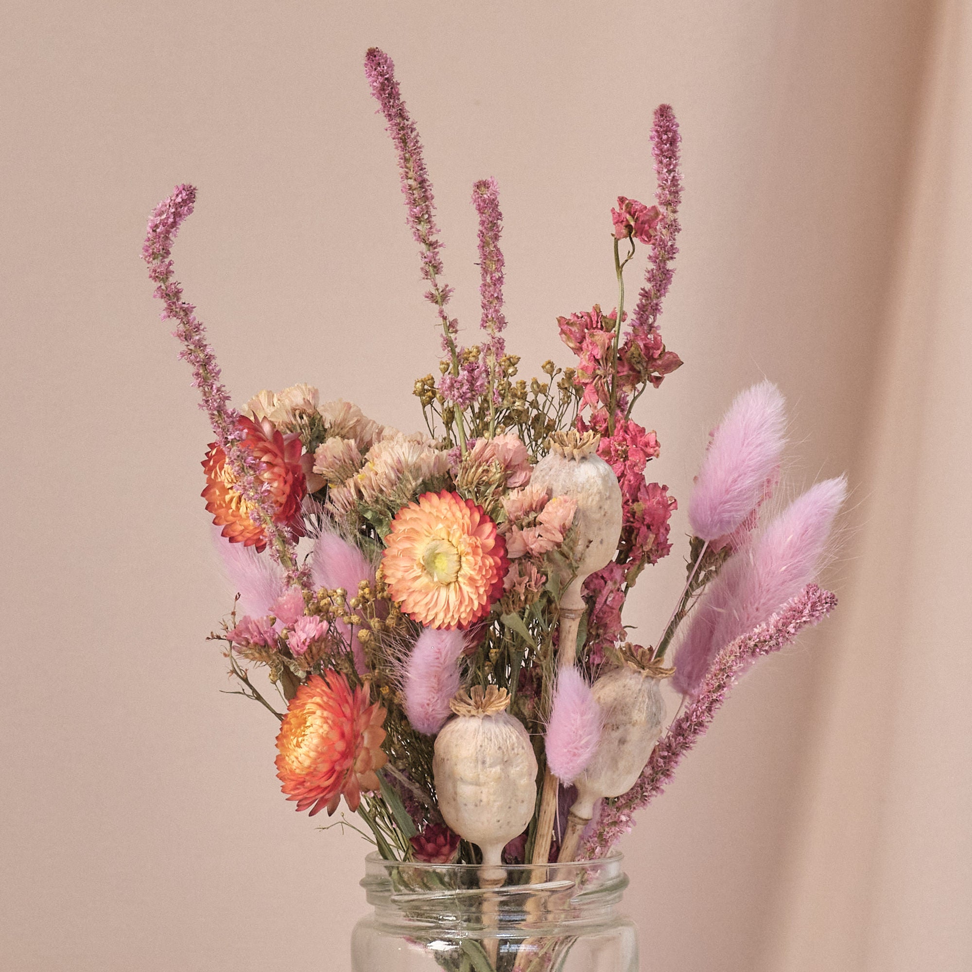 Everlasting Pastels Jam Jar Arrangements