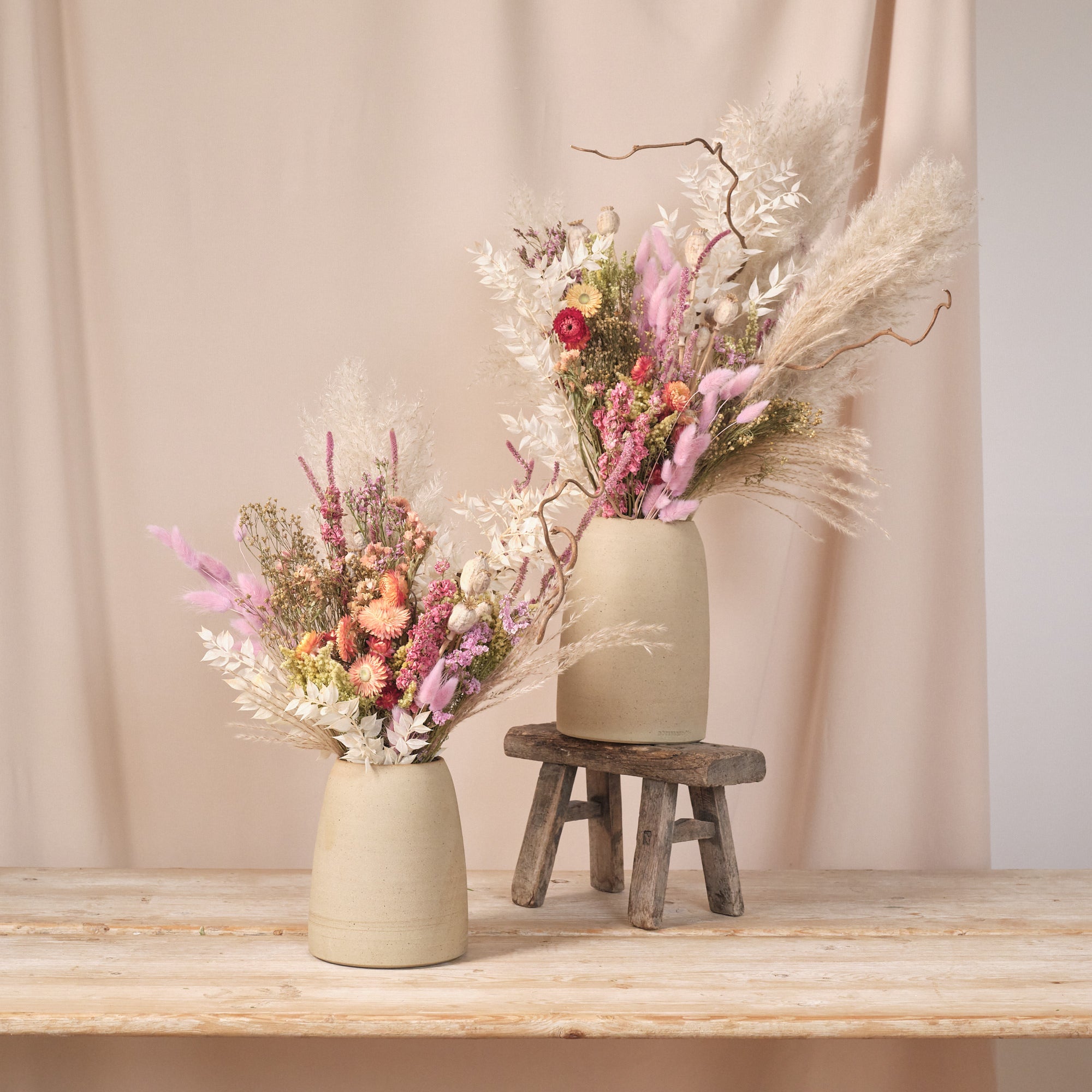 Everlasting Pastels Dried Flower Vase Arrangements
