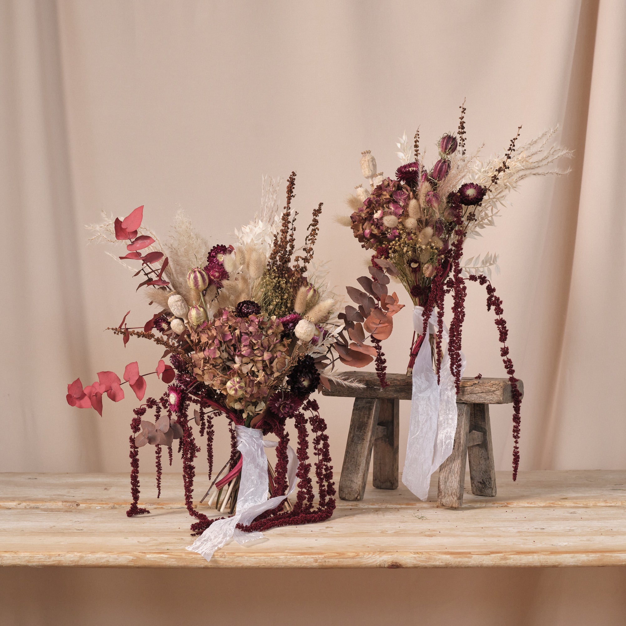 Everlasting Reds Dried Flower Bridesmaid Bouquet