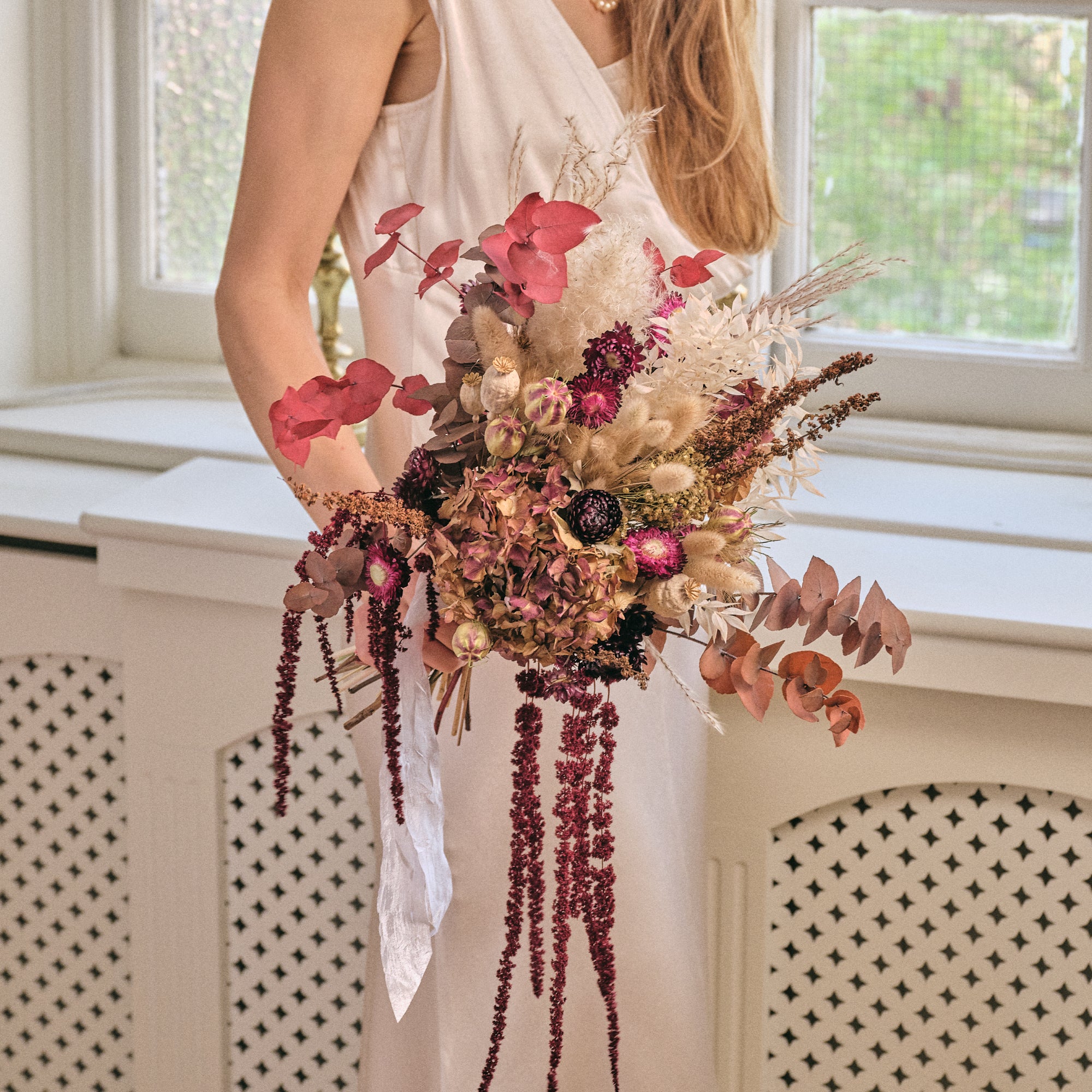 Everlasting Reds Dried Flower Bridal Bouquet