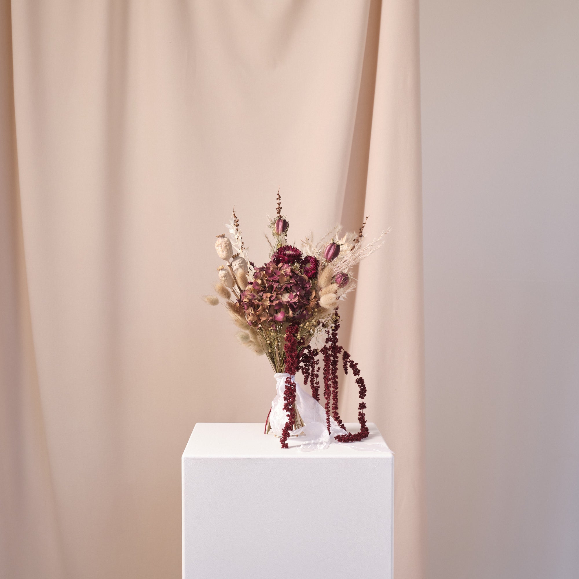 Everlasting Reds Dried Flower Bridesmaid Bouquet