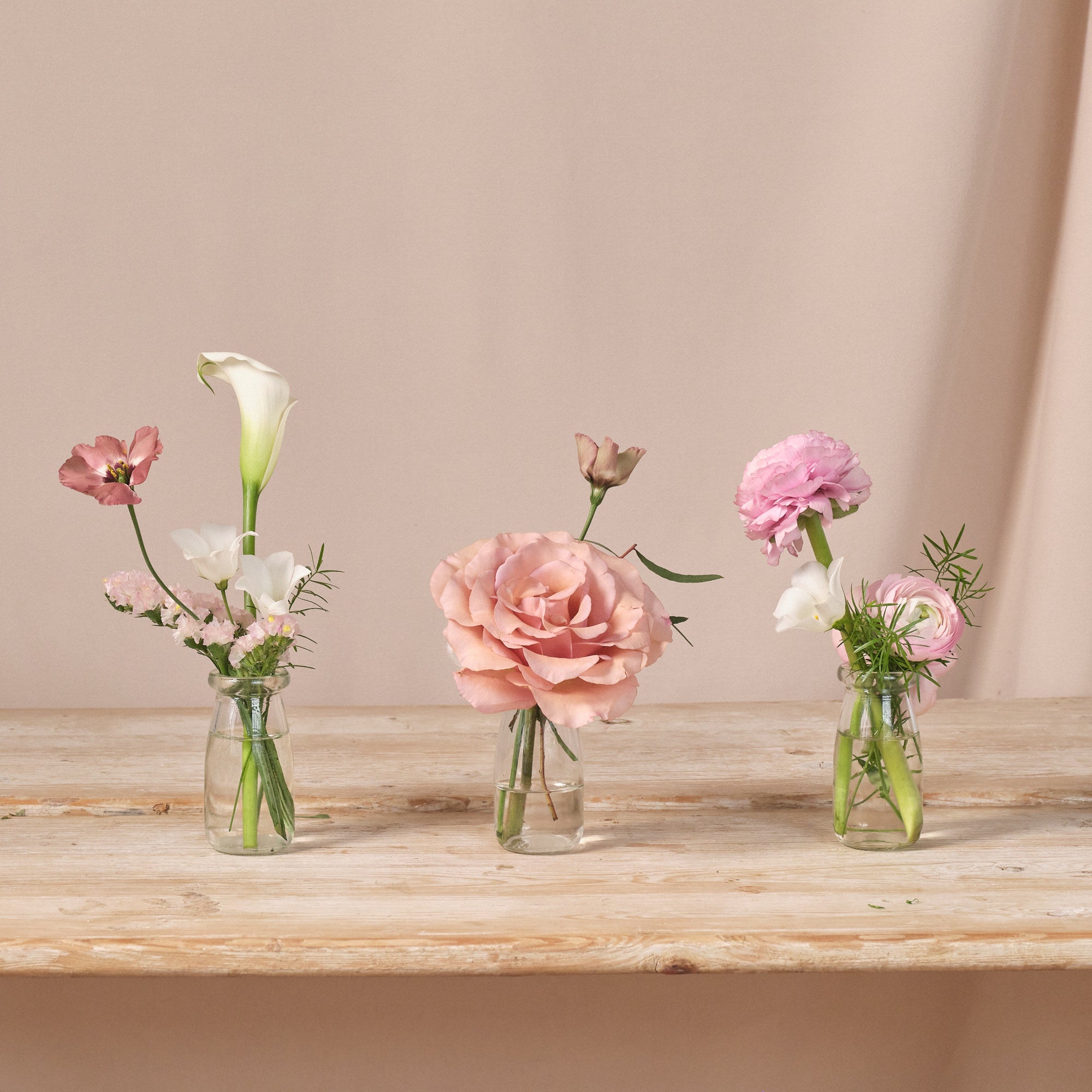 Dusty Nudes Bud Vase Arrangements