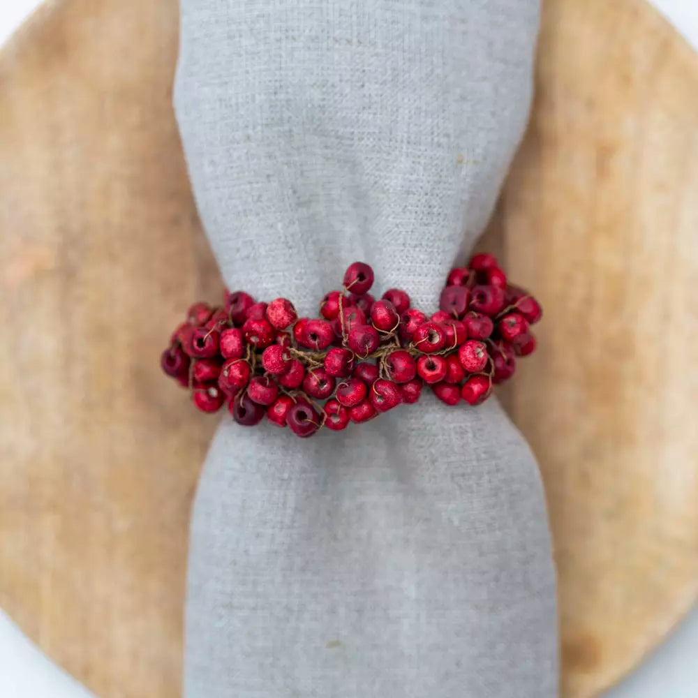 Red Berry Wooden Napkin Ring