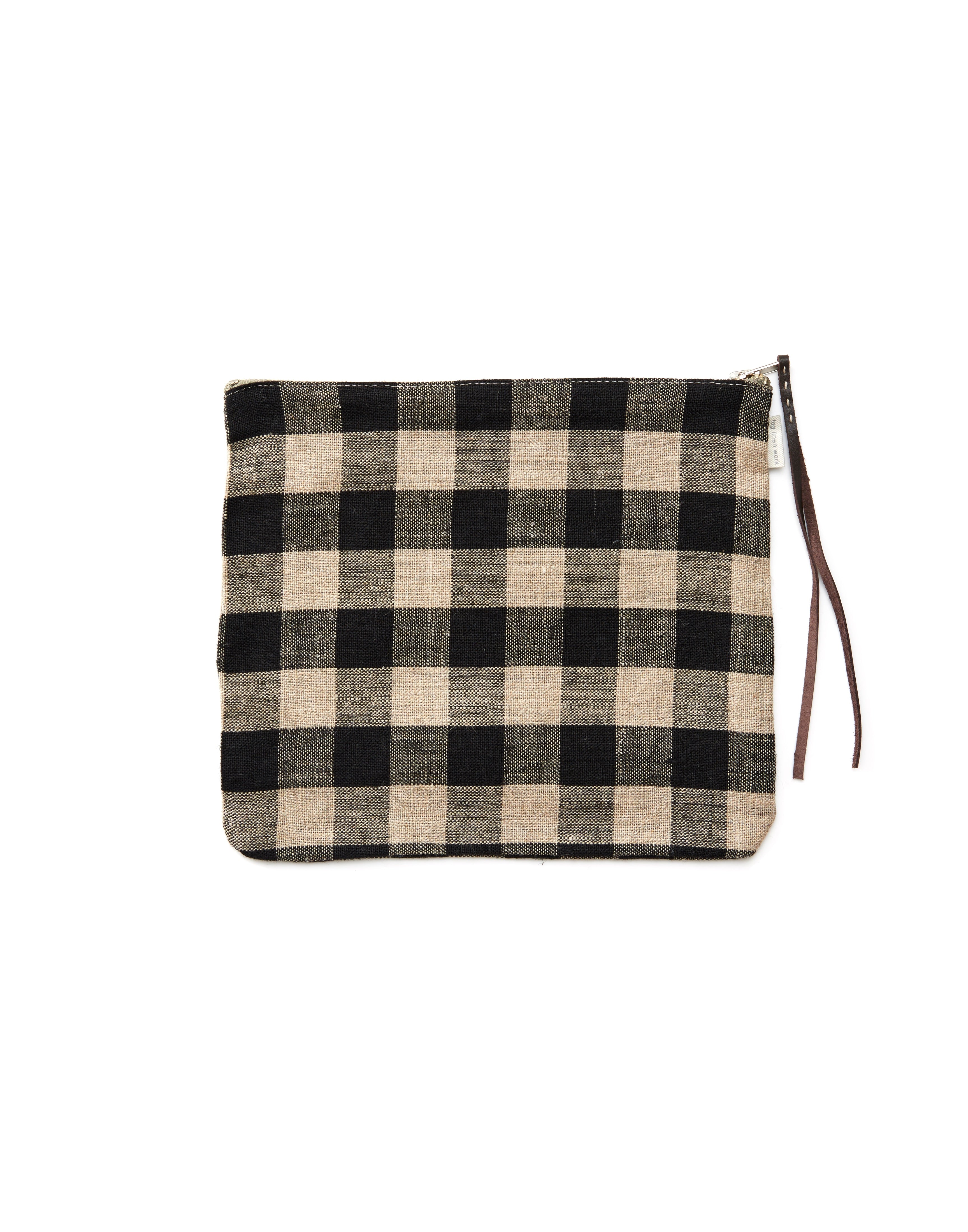 Canna Linen Pouch | Black Natural Check | 2 Sizes Available