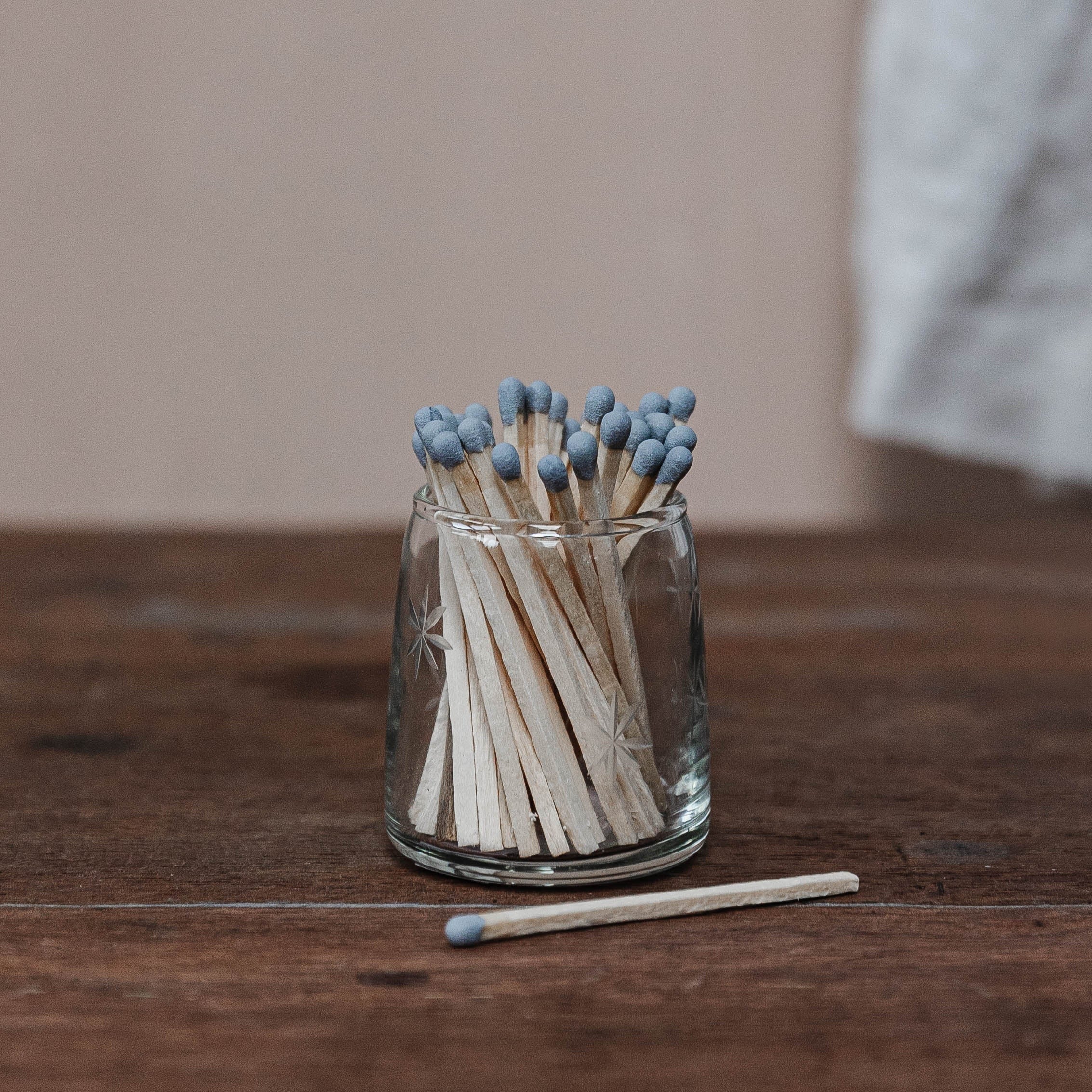 Glass Star Etched Match Pot