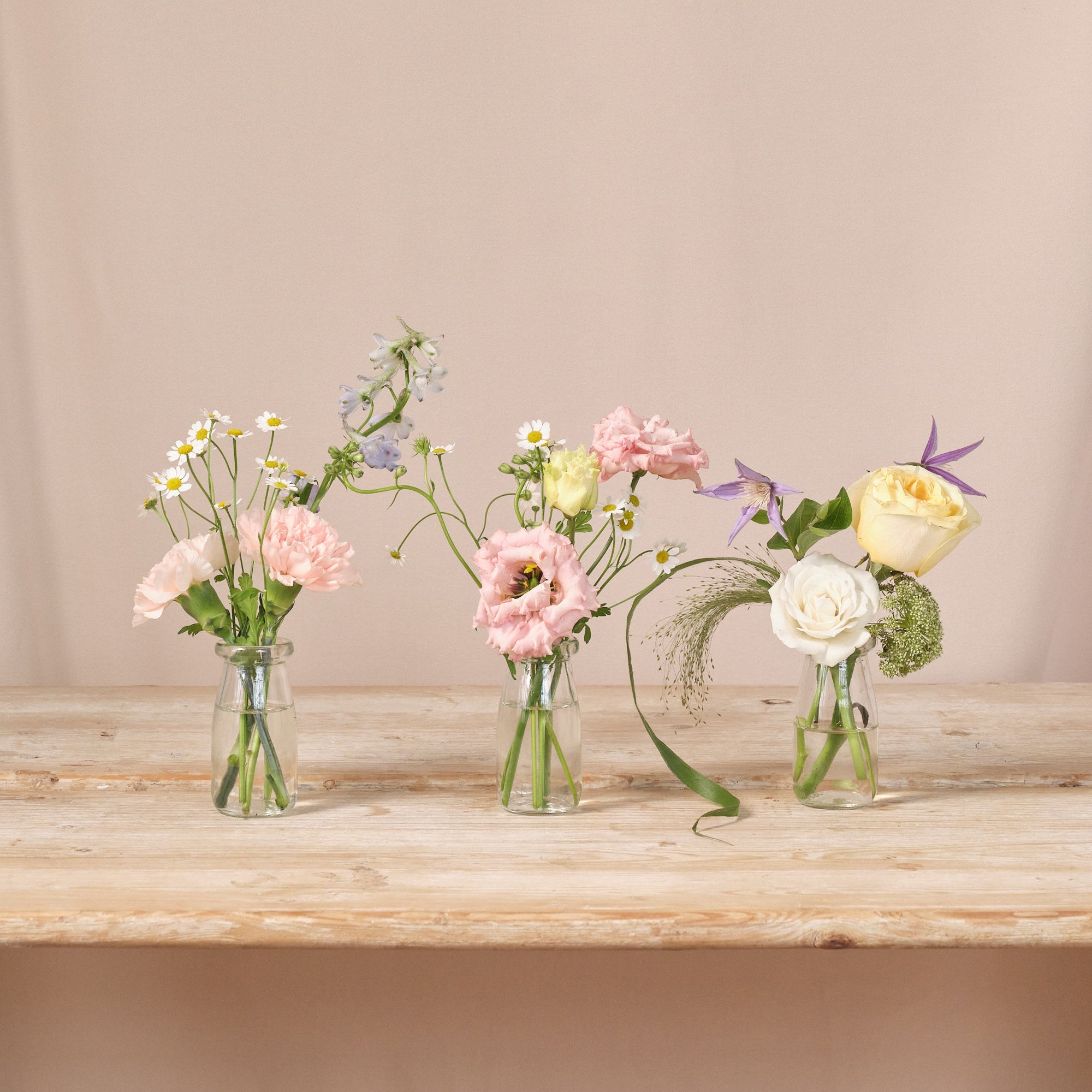 Pastel Wildflowers Bud Vase Arrangements