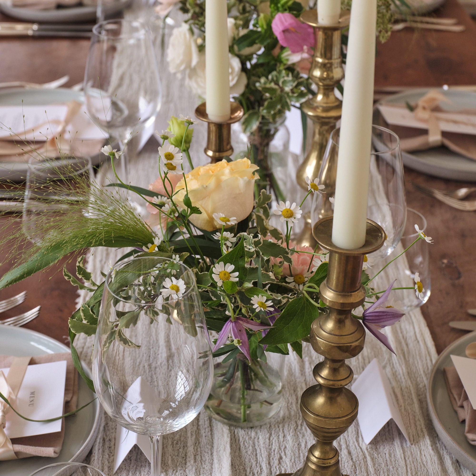 Pastel Wildflowers Jam Jar Arrangements