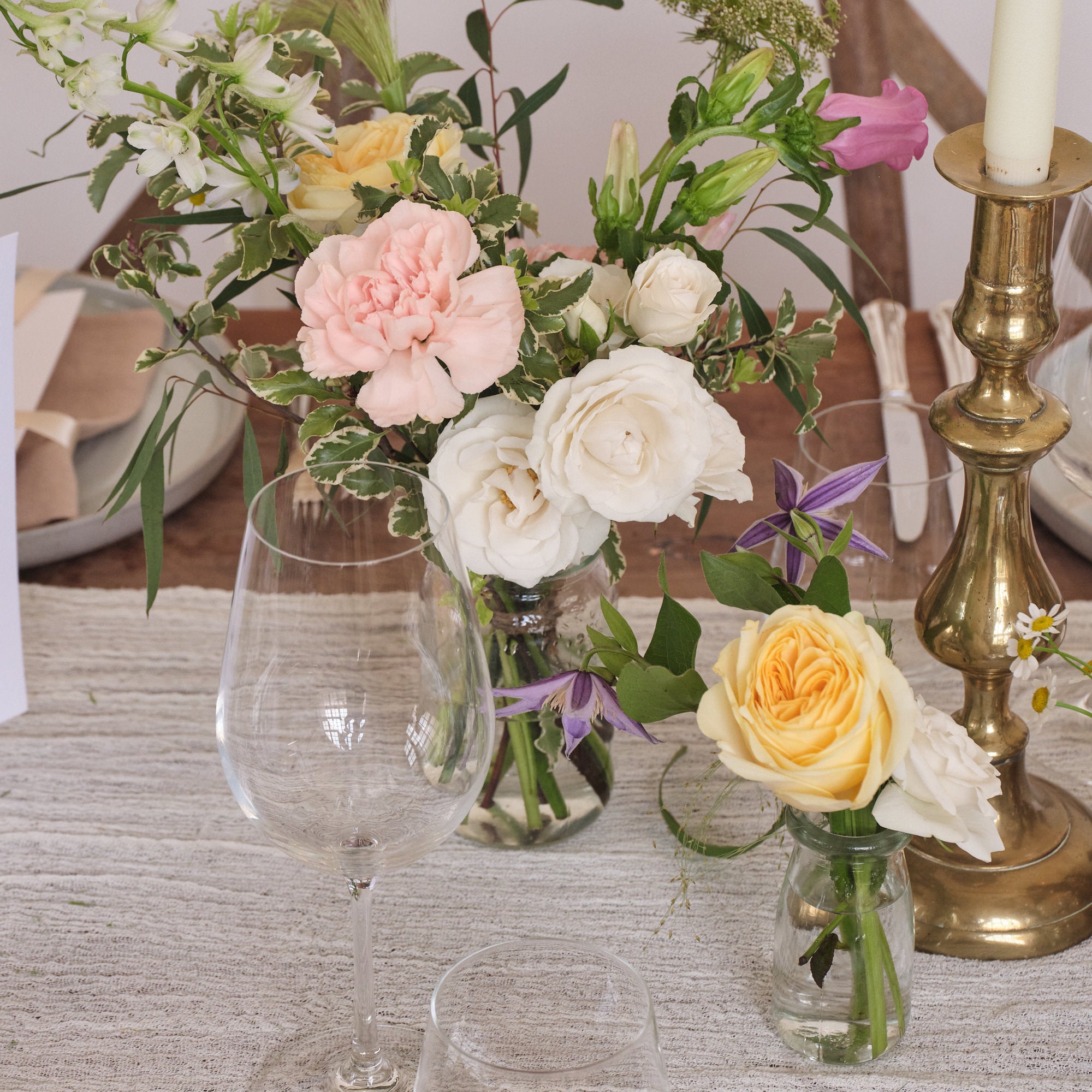 Pastel Wildflowers Jam Jar Arrangements