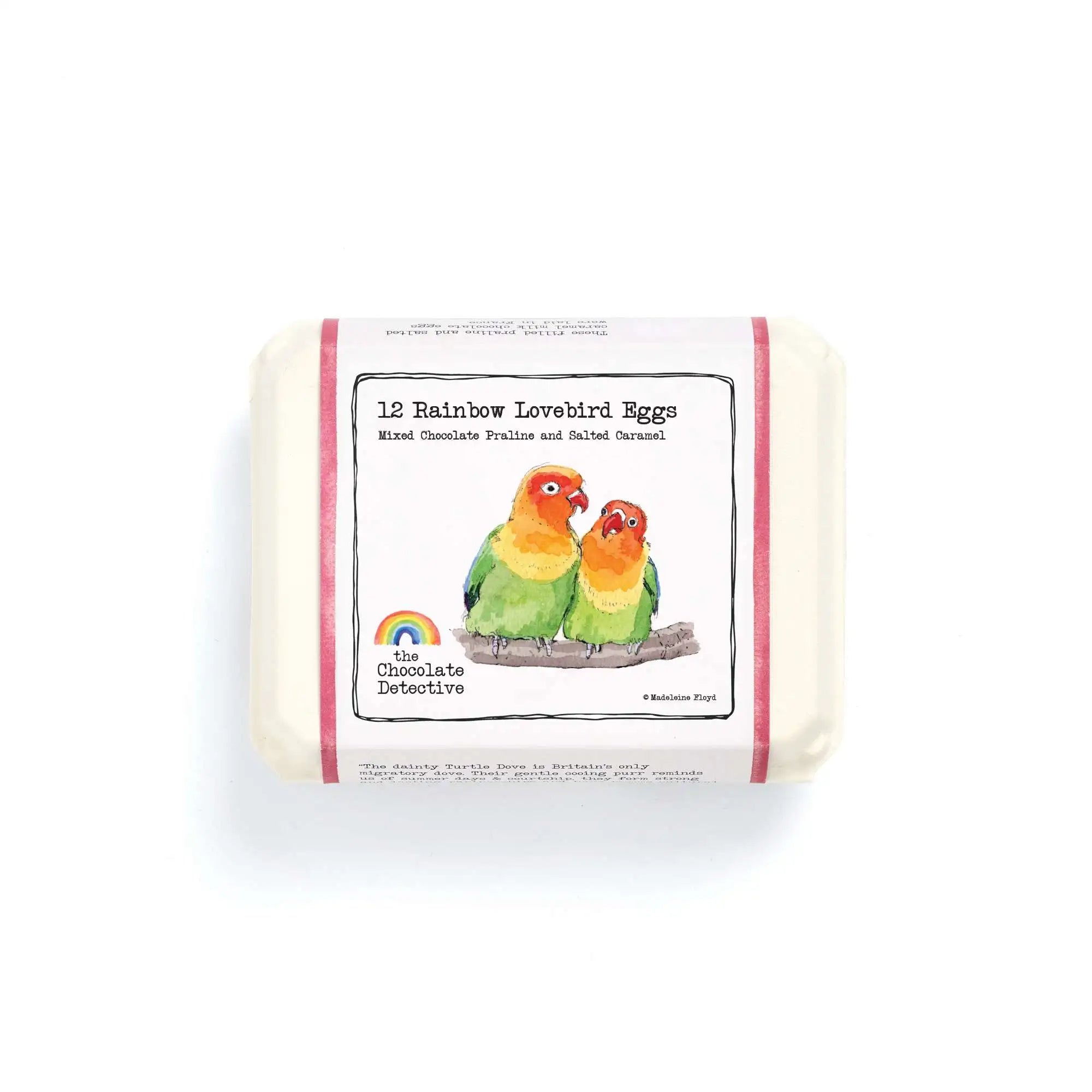 12 Hazelnut Praline or Salted Caramel Rainbow Lovebird Eggs
