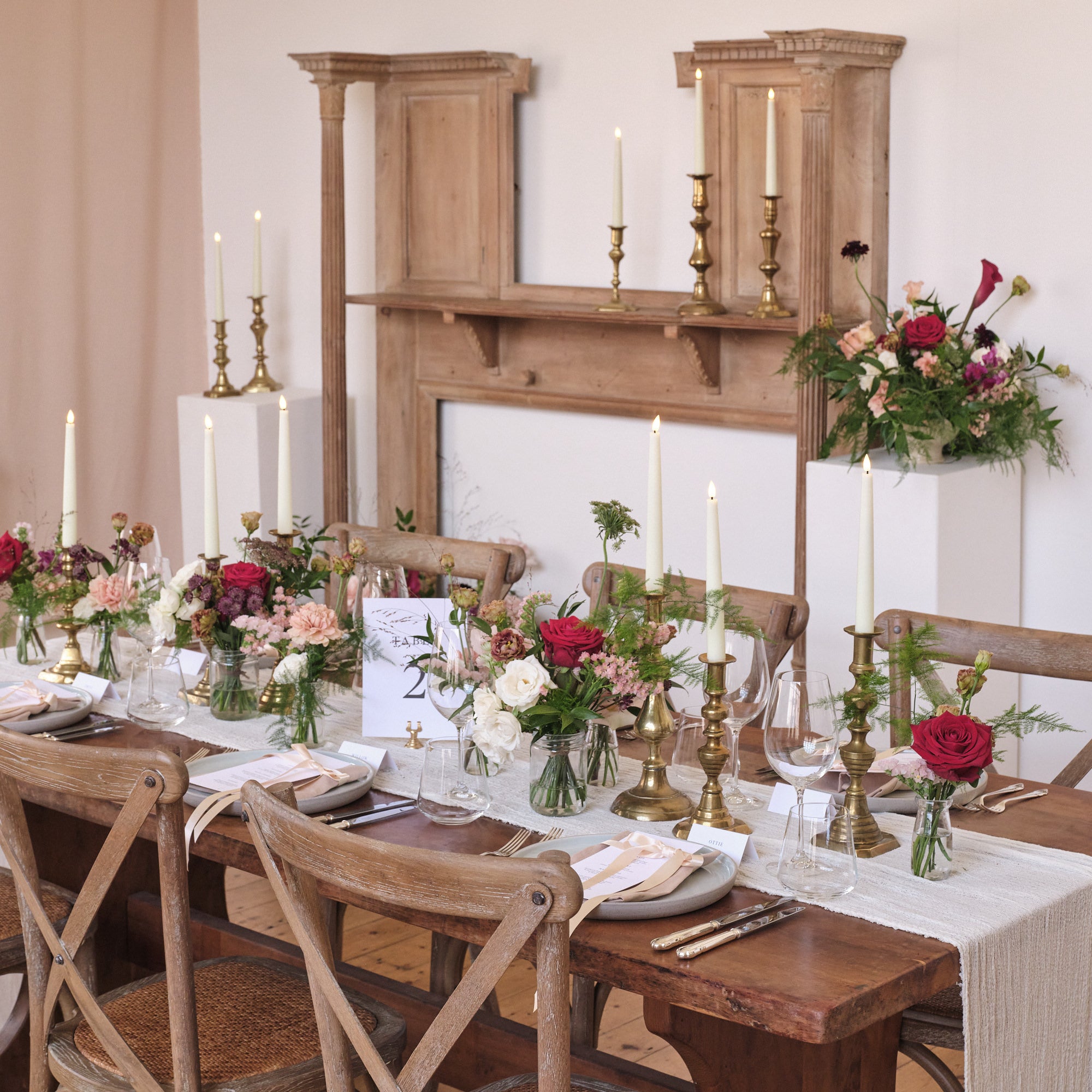 Romantic Red Jam Jar Arrangements