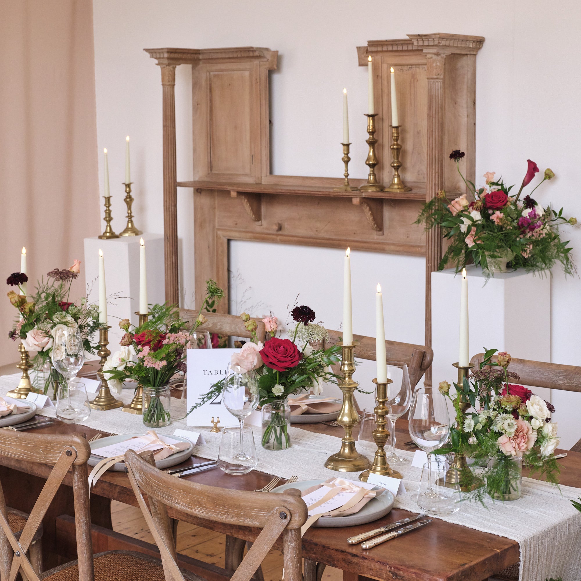 Romantic Red Jam Jar Arrangements