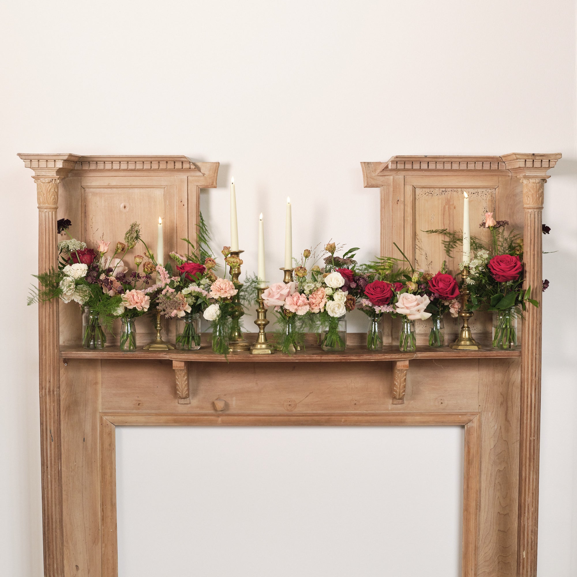 Romantic Red Jam Jar Arrangements
