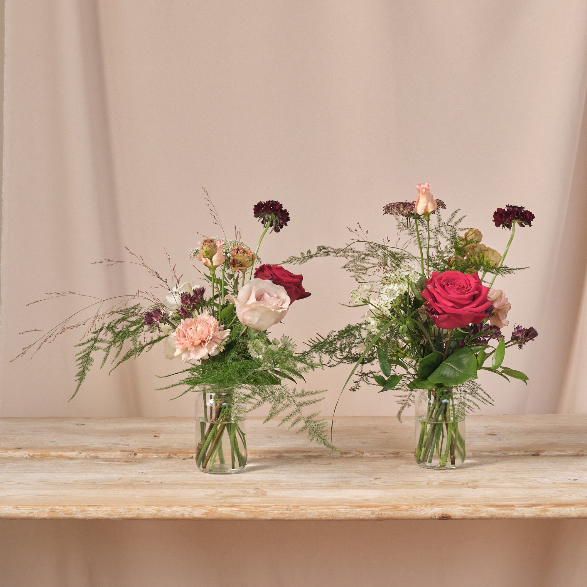 Romantic Red Jam Jar Arrangements