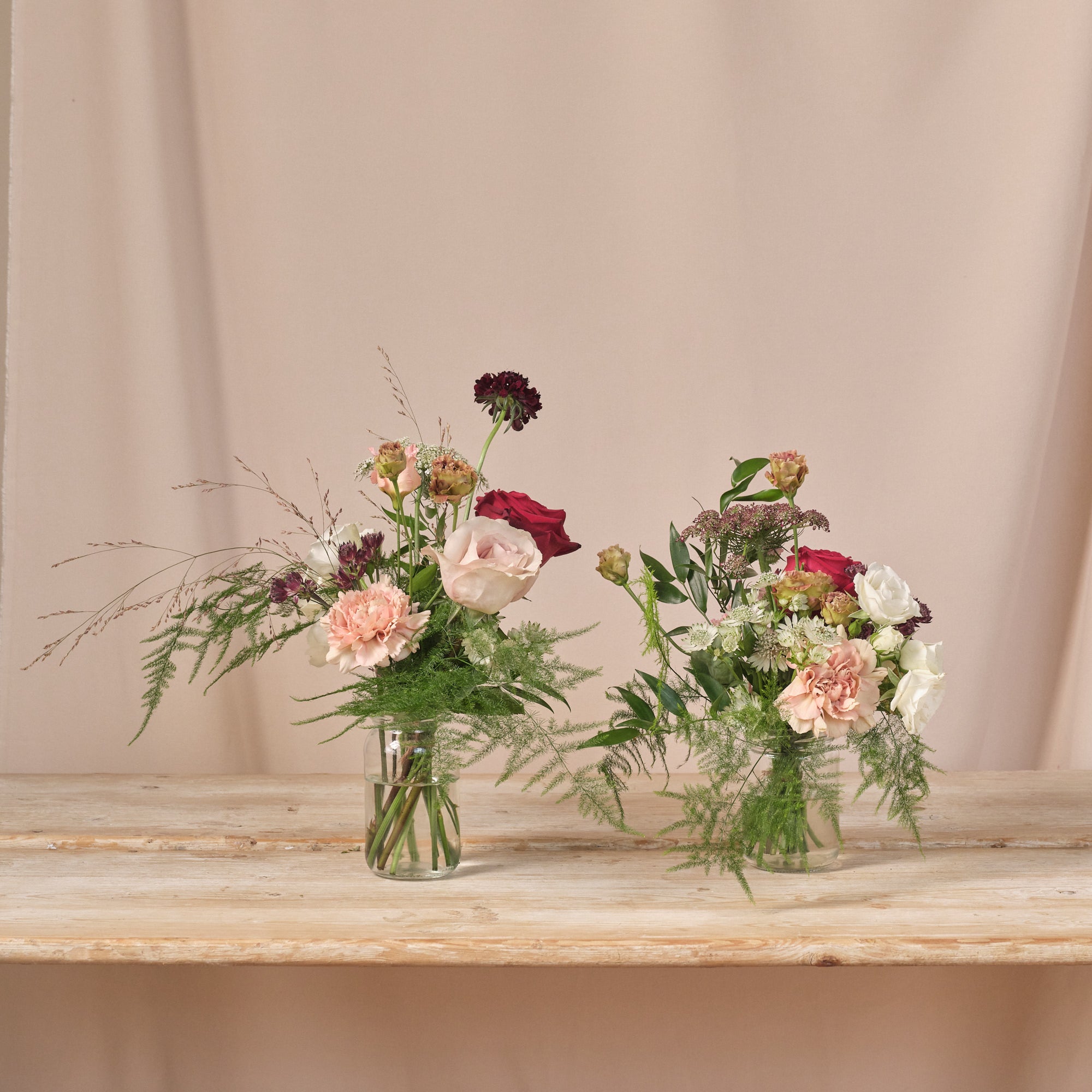 Romantic Red Jam Jar Arrangements