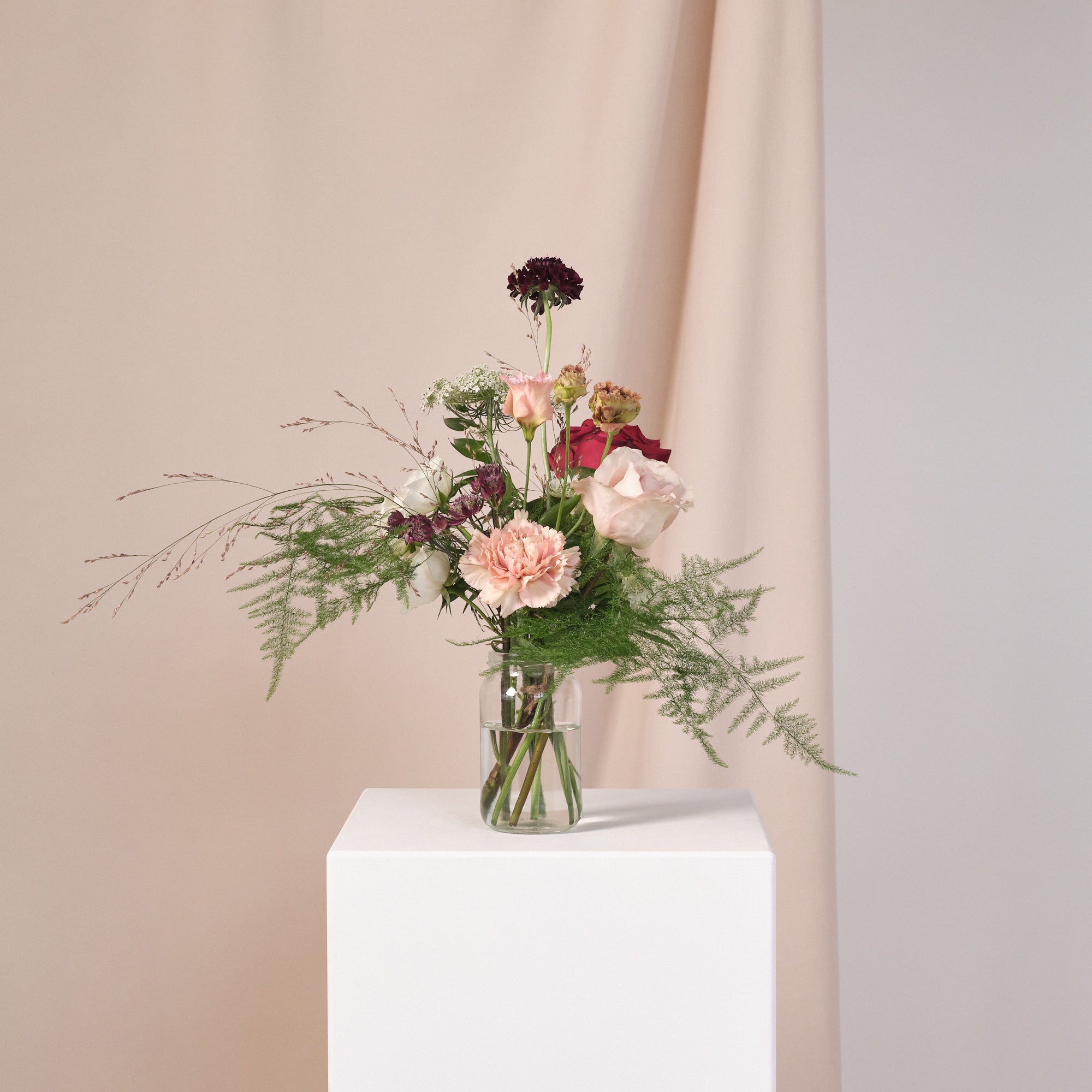 Romantic Red Jam Jar Arrangements