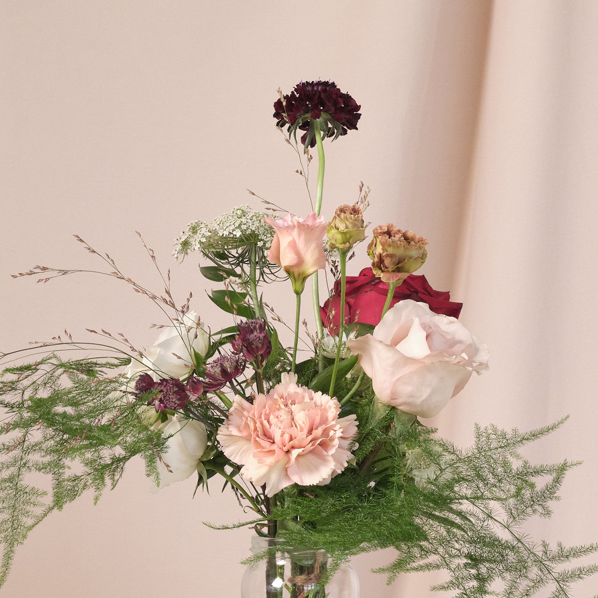 Romantic Red Jam Jar Arrangements
