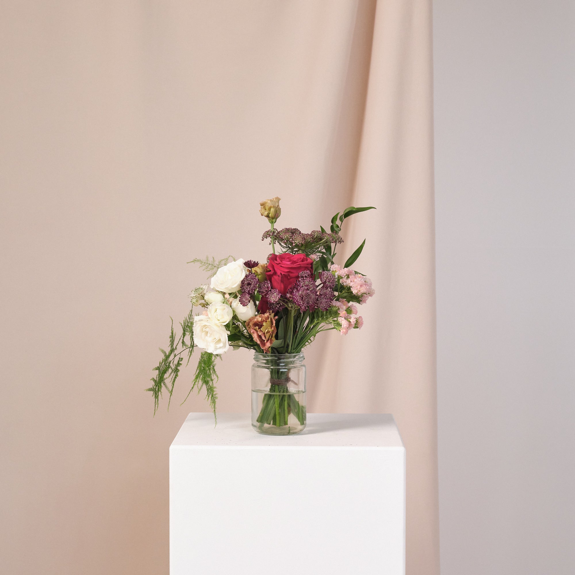 Romantic Red Jam Jar Arrangements