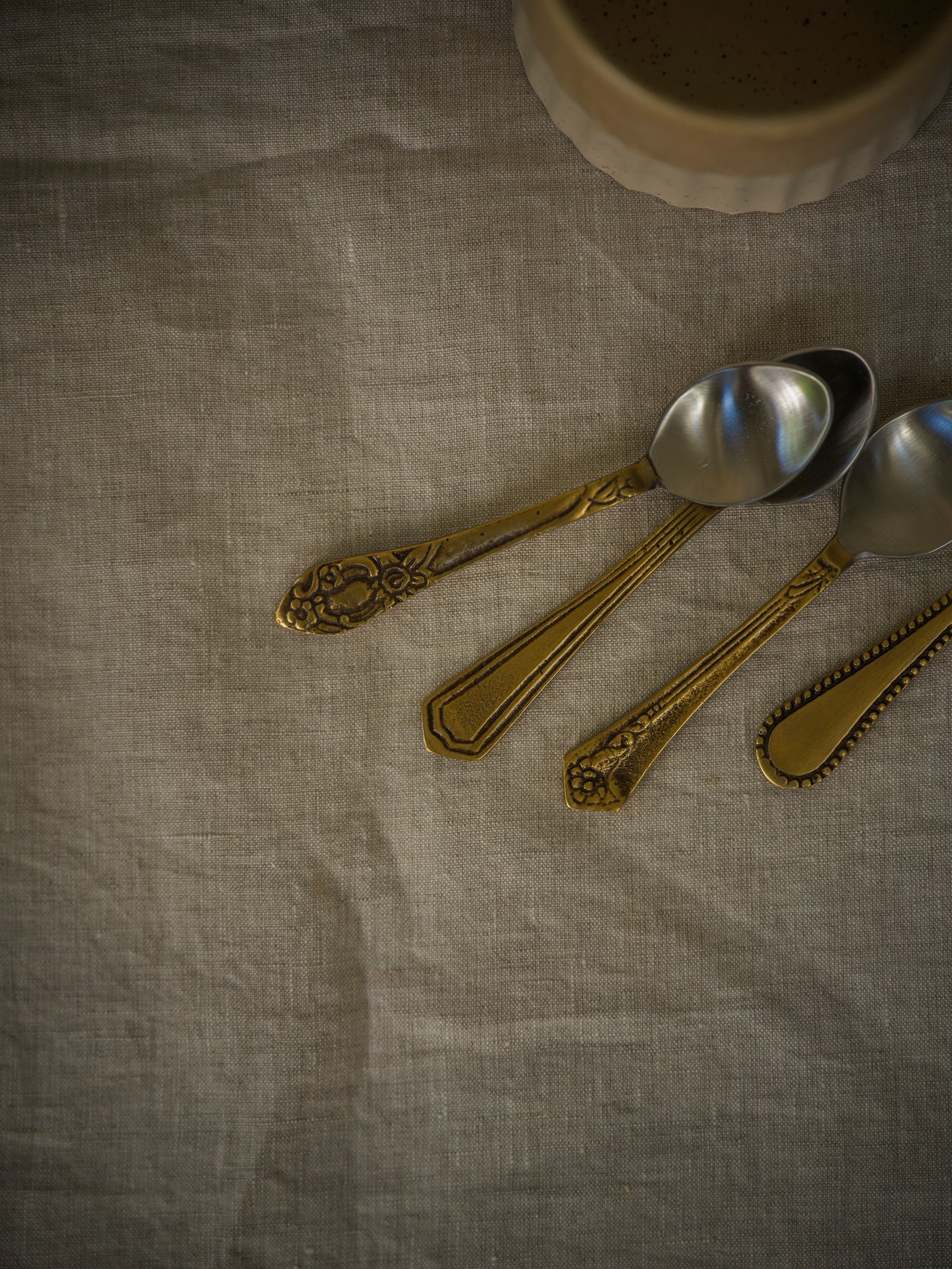 Antique Brass Teaspoons | 4 Designs Available
