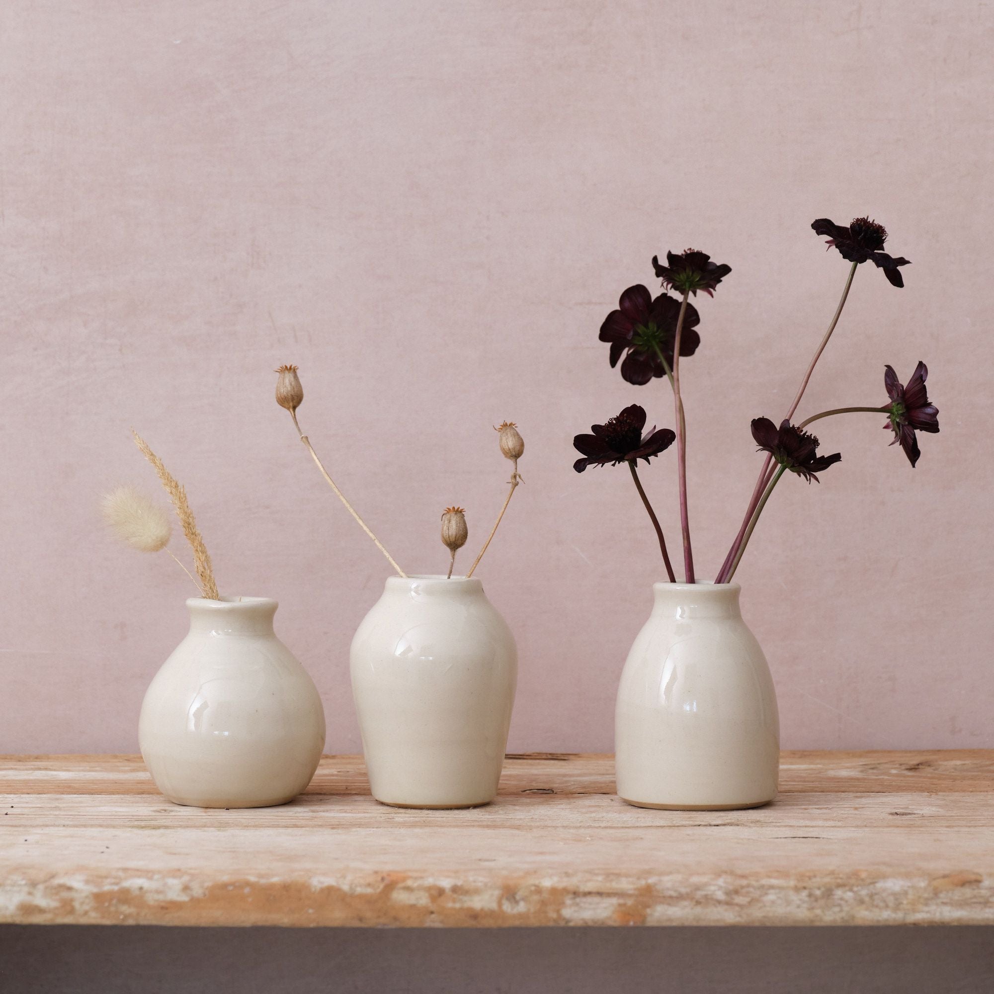 Hand Thrown Ceramic Bud Vase | Clear | 3 Styles Available