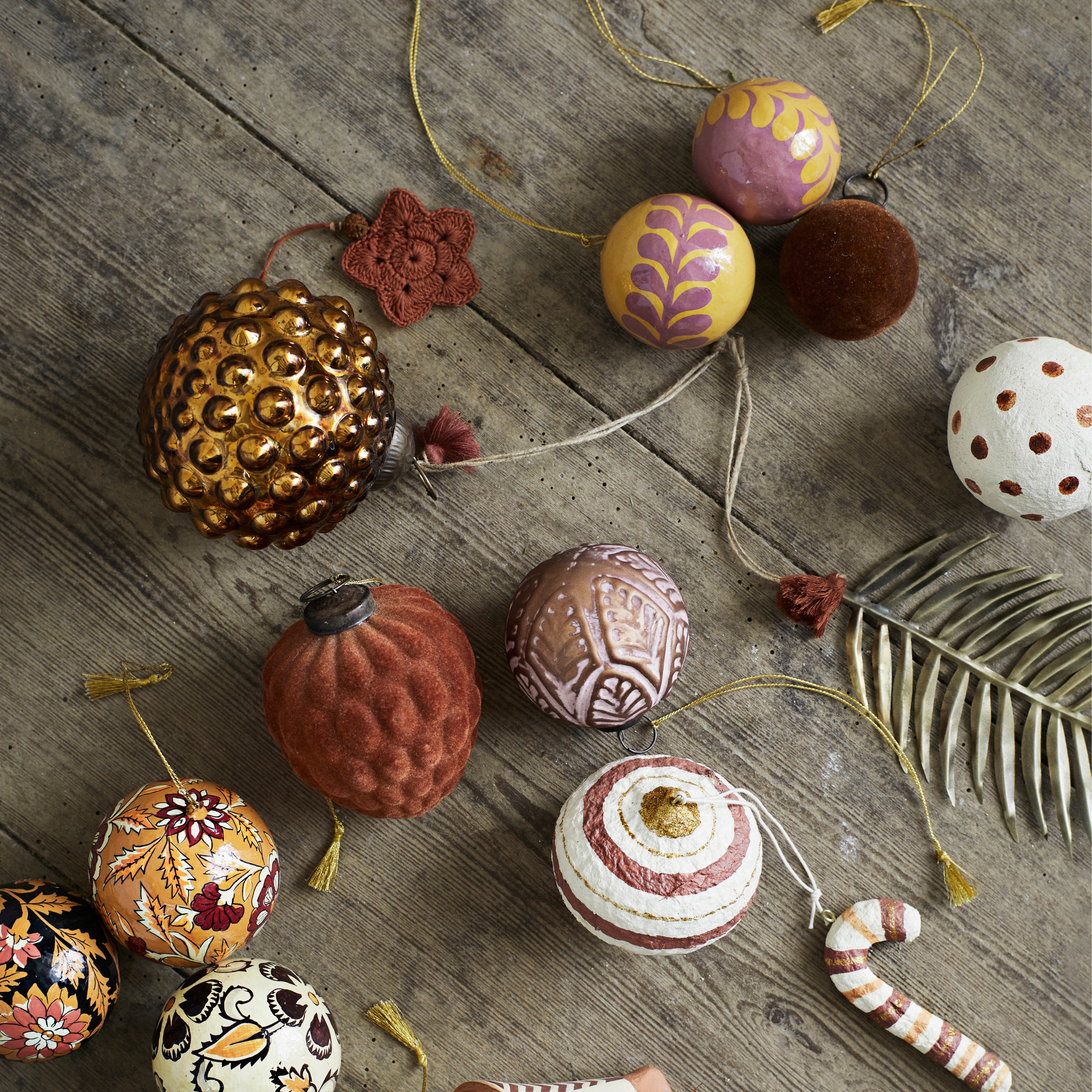 Hand Painted Paper Mache Baubles