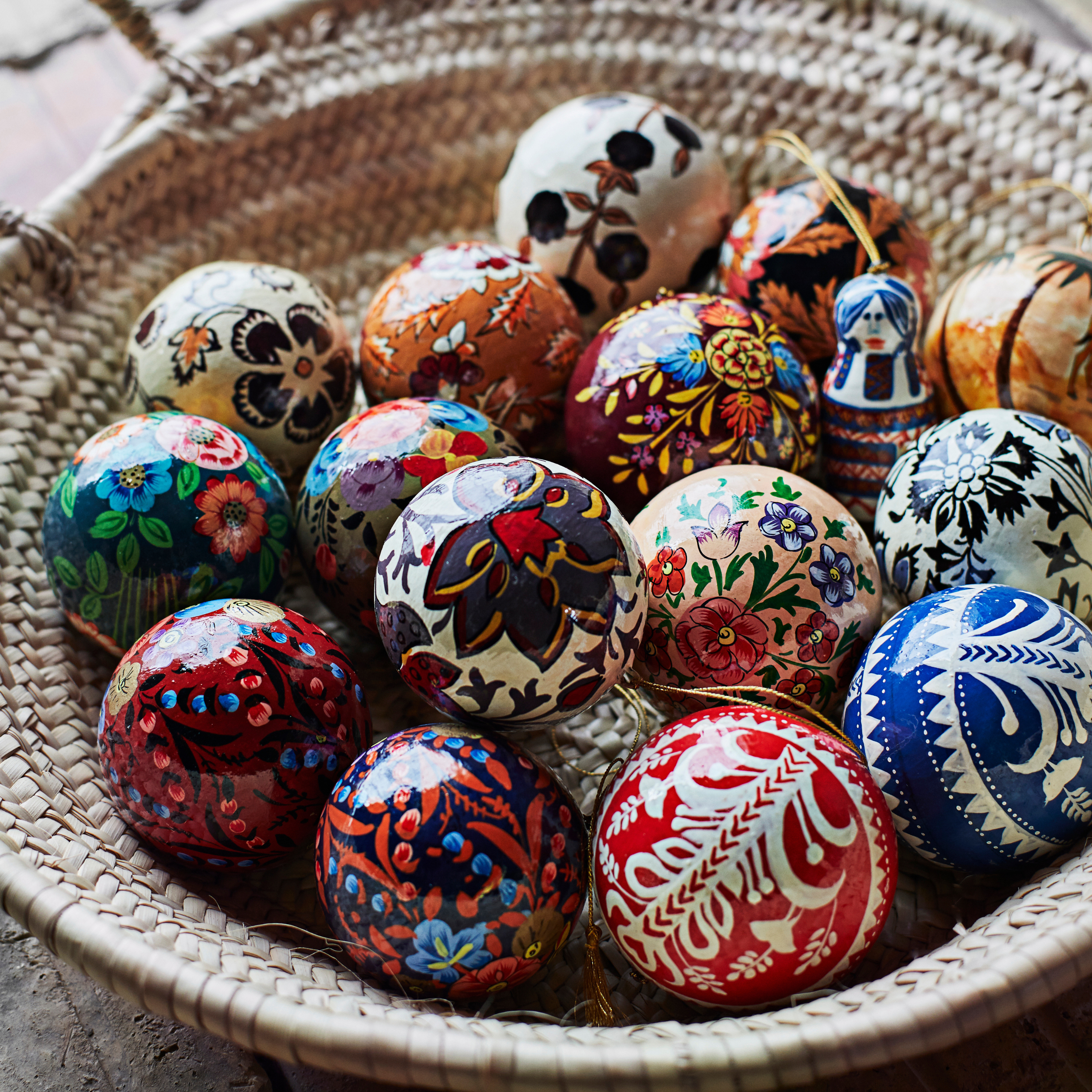 Hand Painted Nordic Paper Mache Ball