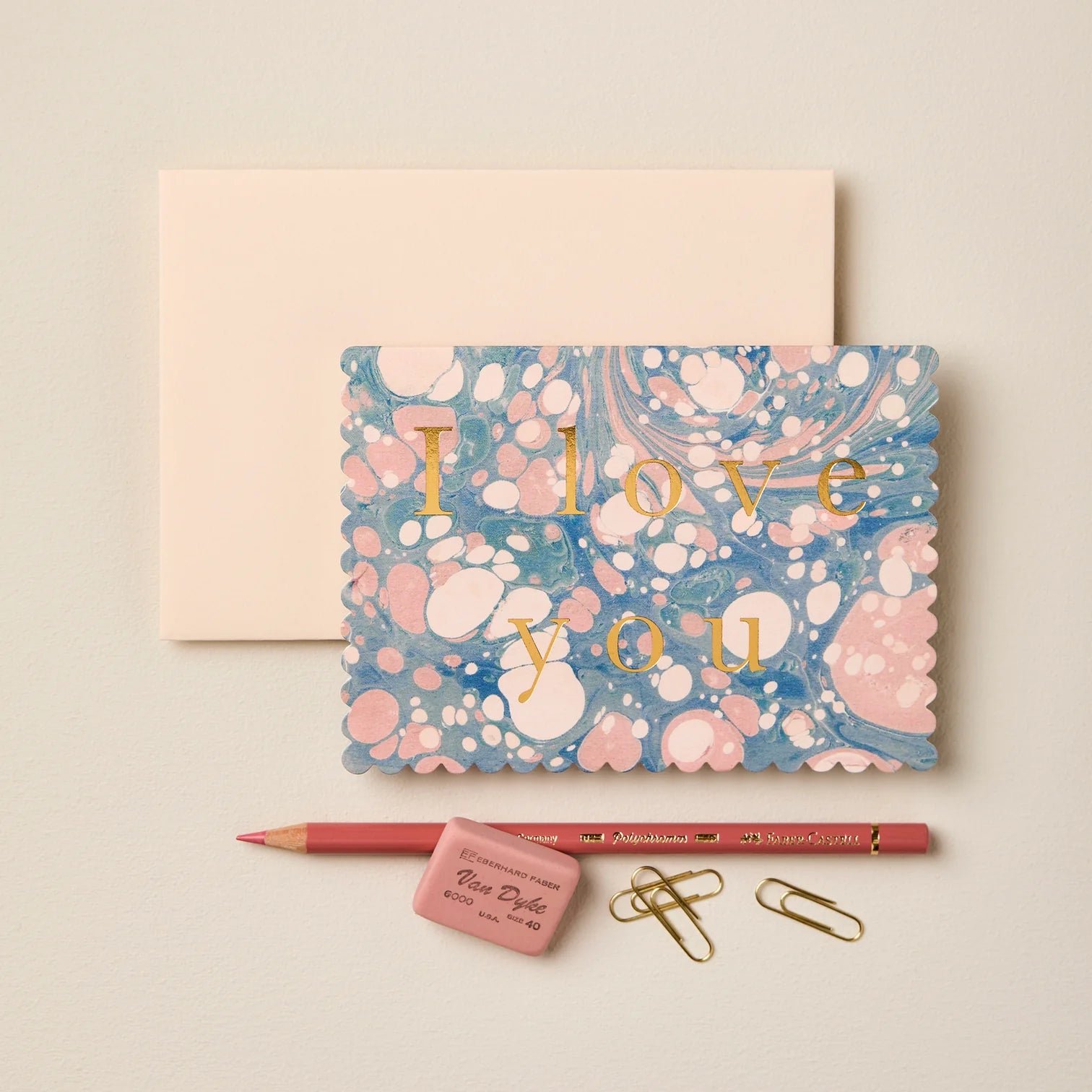 'I Love You' Pastel Marble Greetings Card