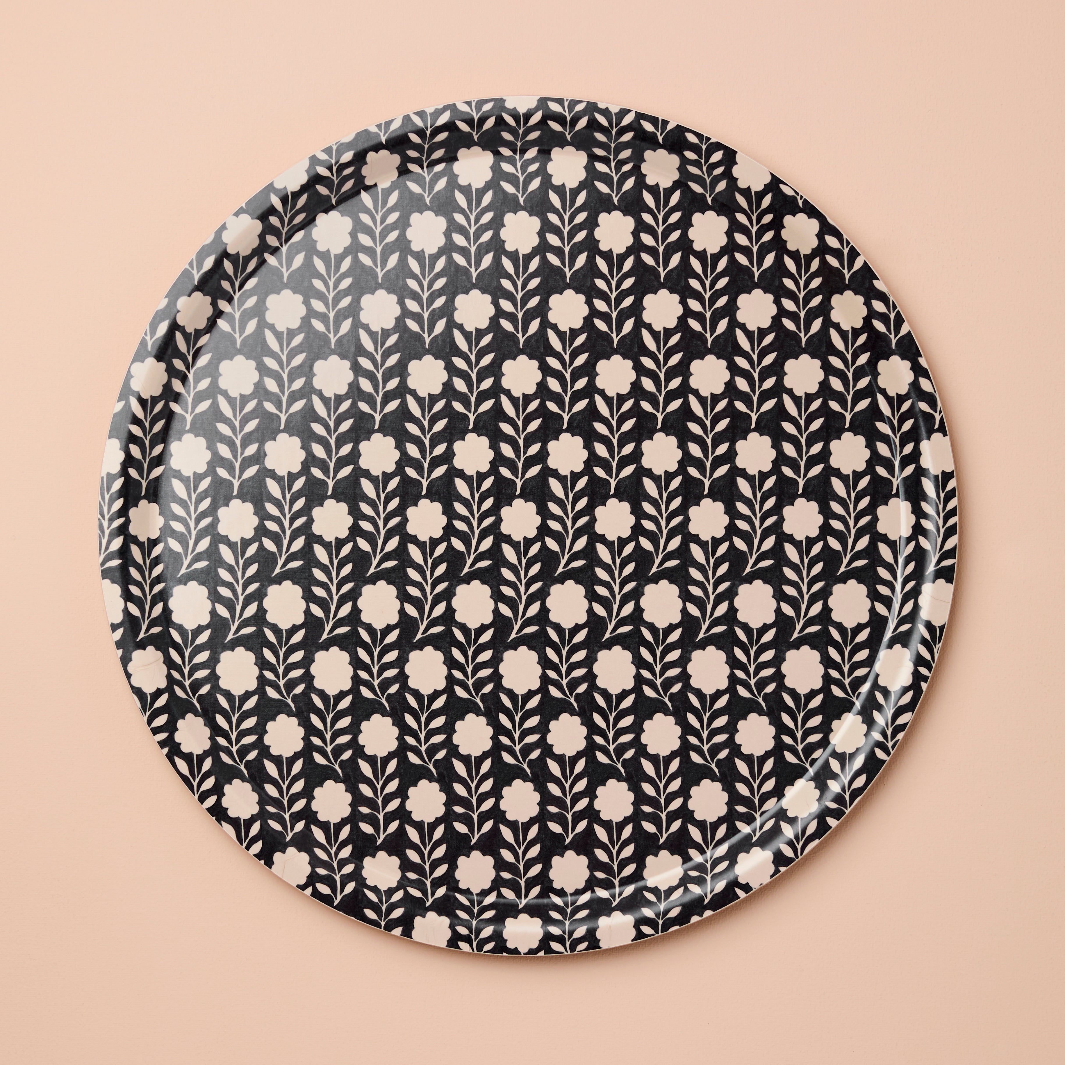 Ink Flora Round Birch Tray