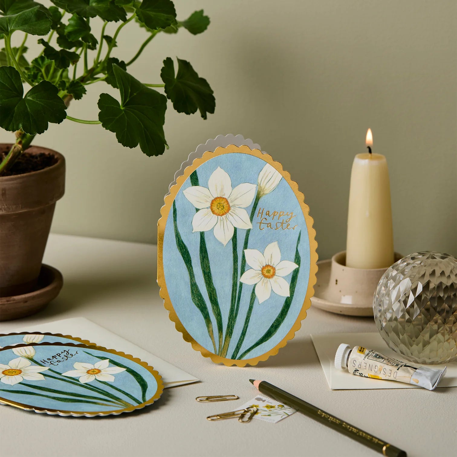 Narcissus 'Happy Easter' Greetings Card