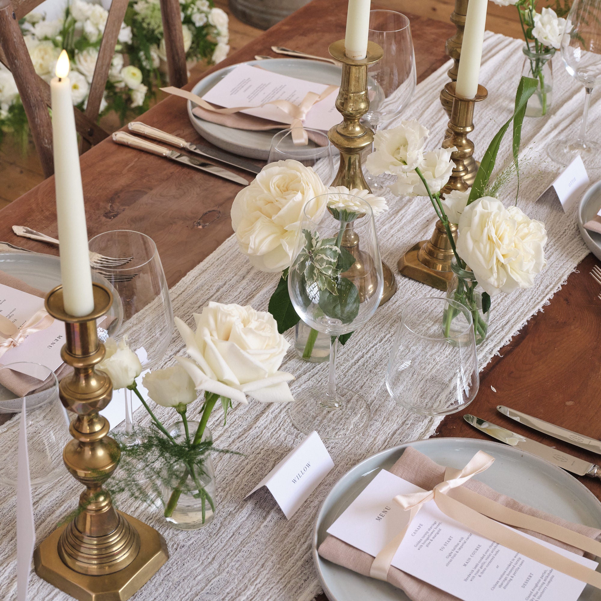Whimsical Whites Bud Vase Arrangements