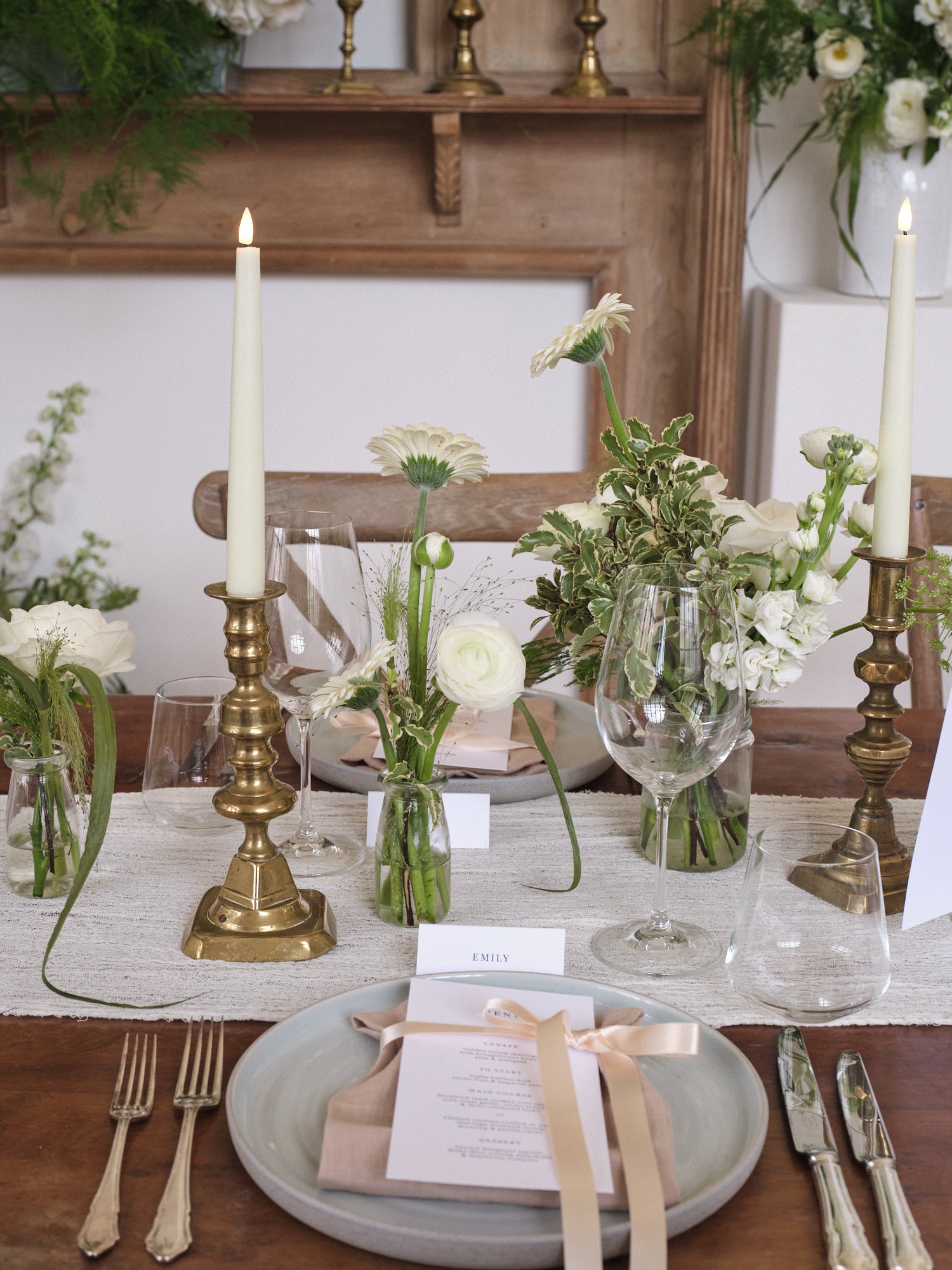Whimsical Whites Jam Jar Arrangements