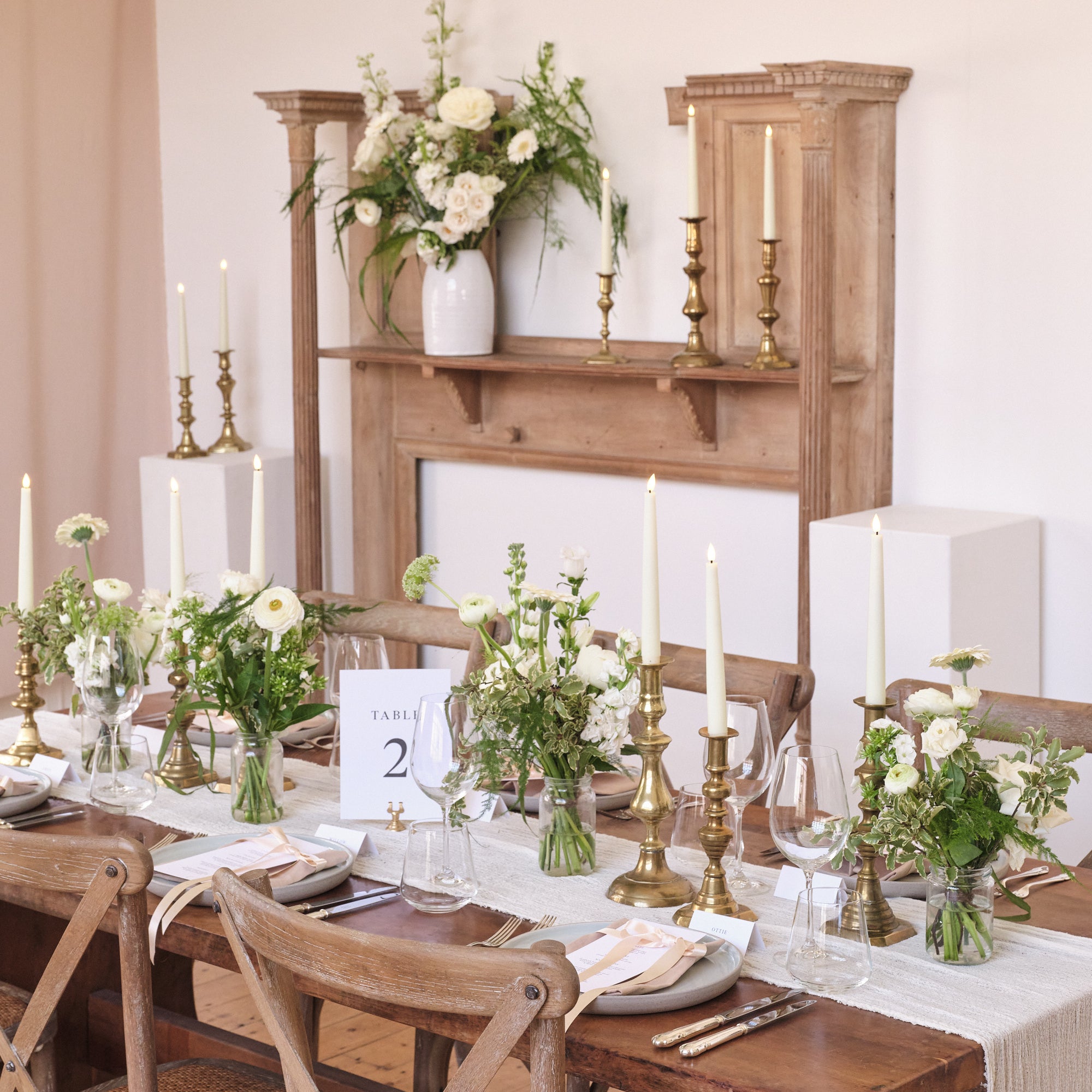 Whimsical Whites Jam Jar Arrangements