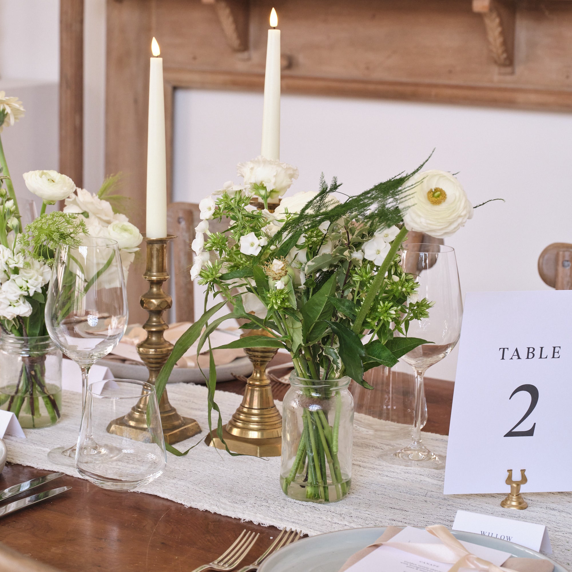 Whimsical Whites Jam Jar Arrangements