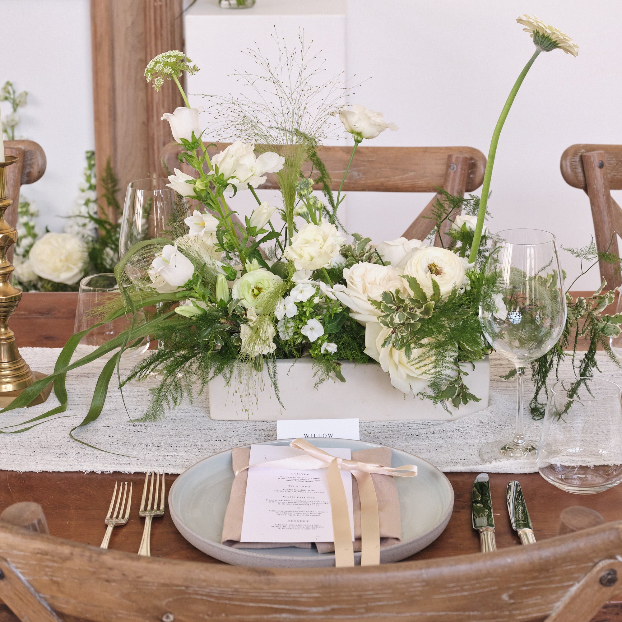 Whimsical Whites Small Trough Arrangement