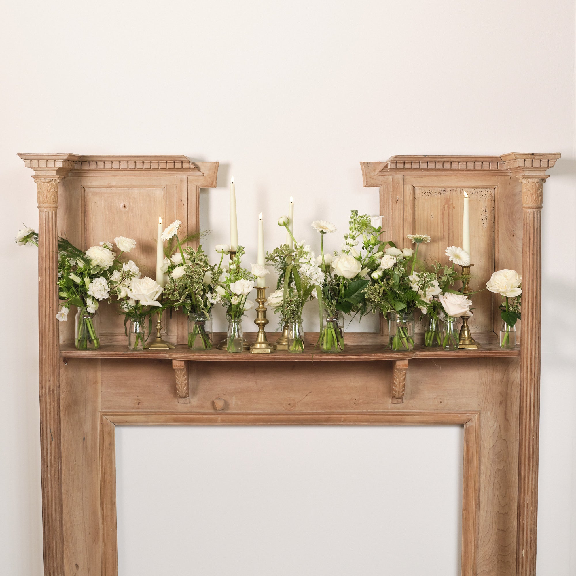 Whimsical Whites Jam Jar Arrangements