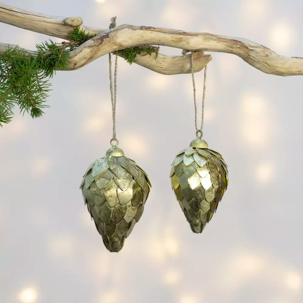 Fir Cone Gold Antique Tree Decoration