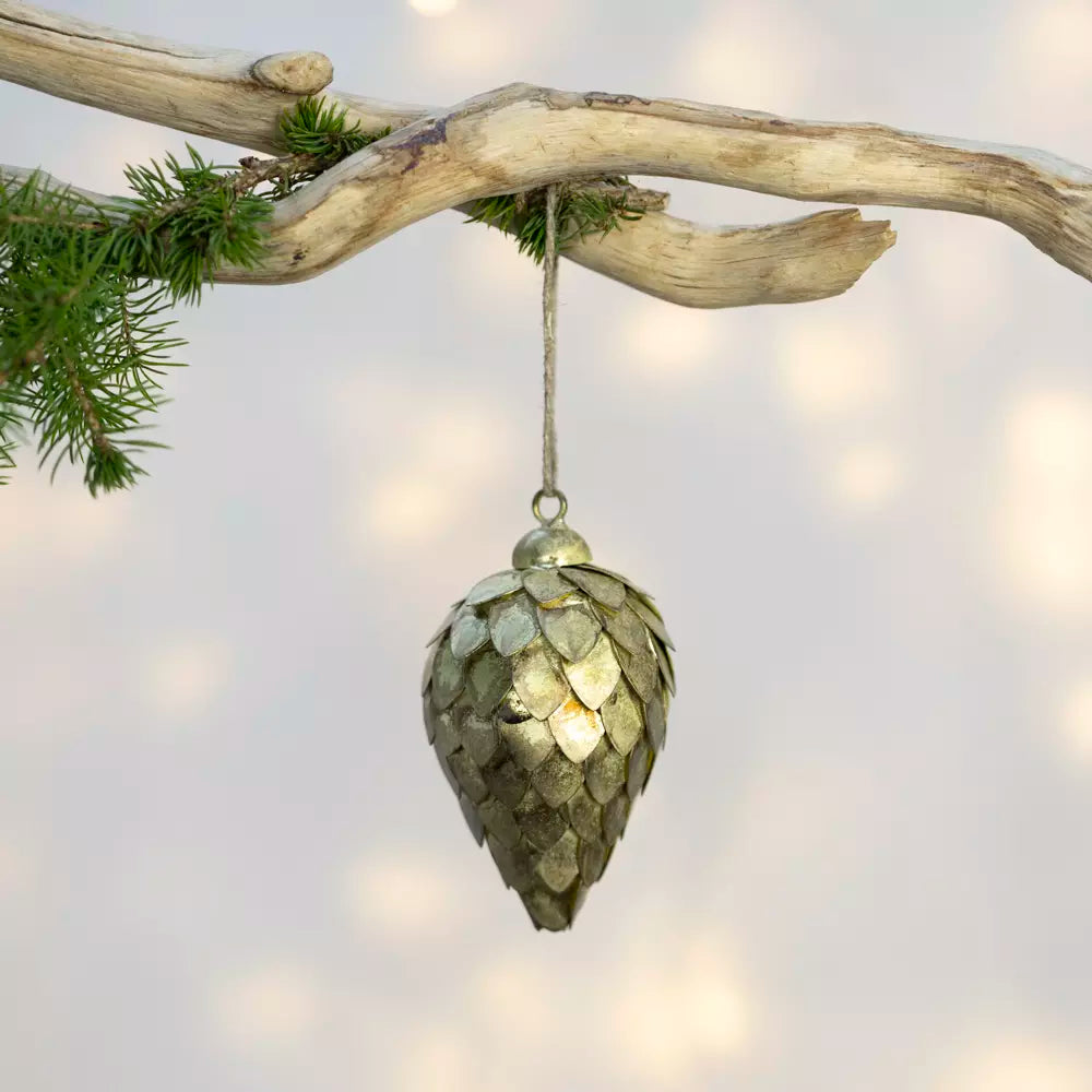 Fir Cone Gold Antique Tree Decoration