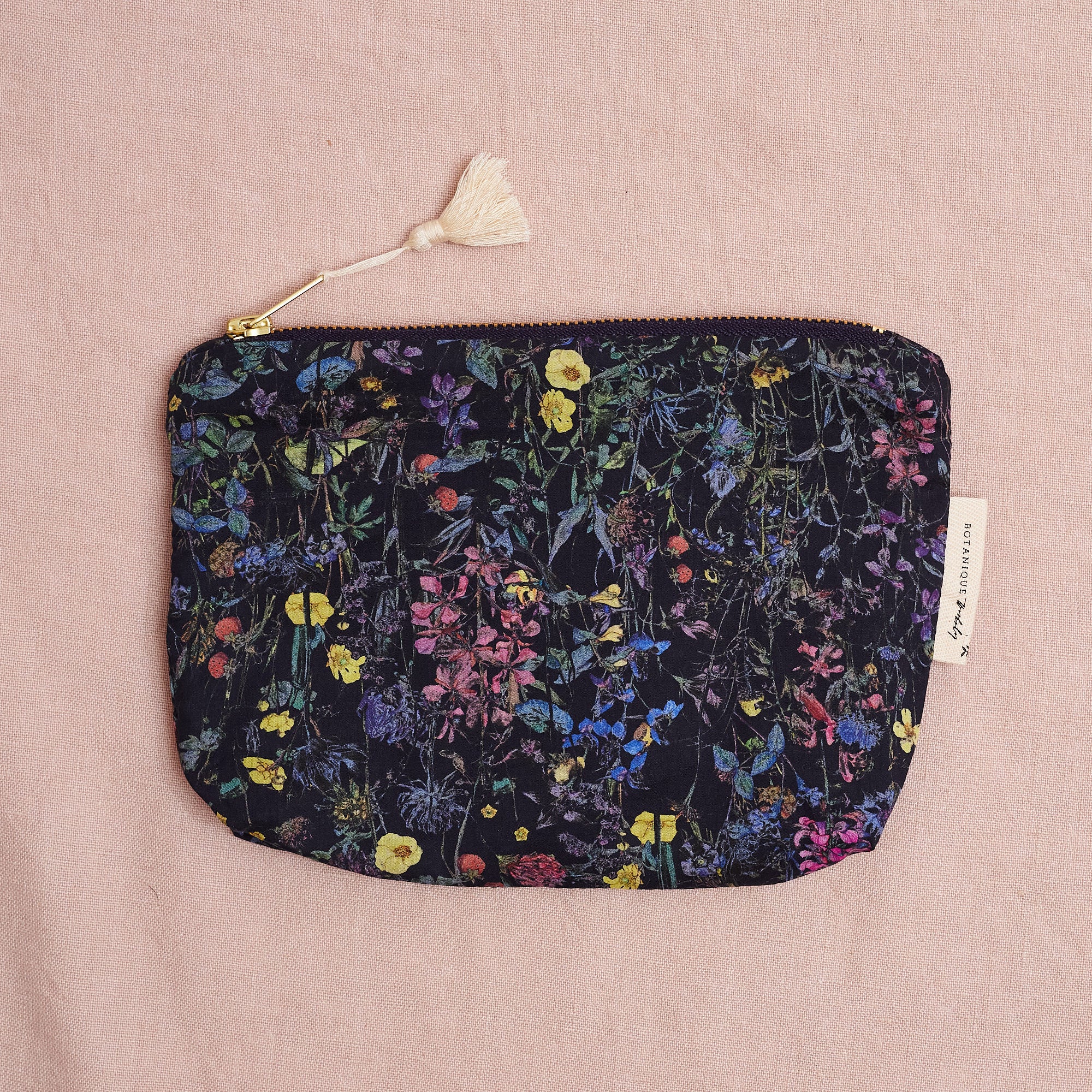 Liberty Print Zip Pouch: Wildflowers, two sizes available