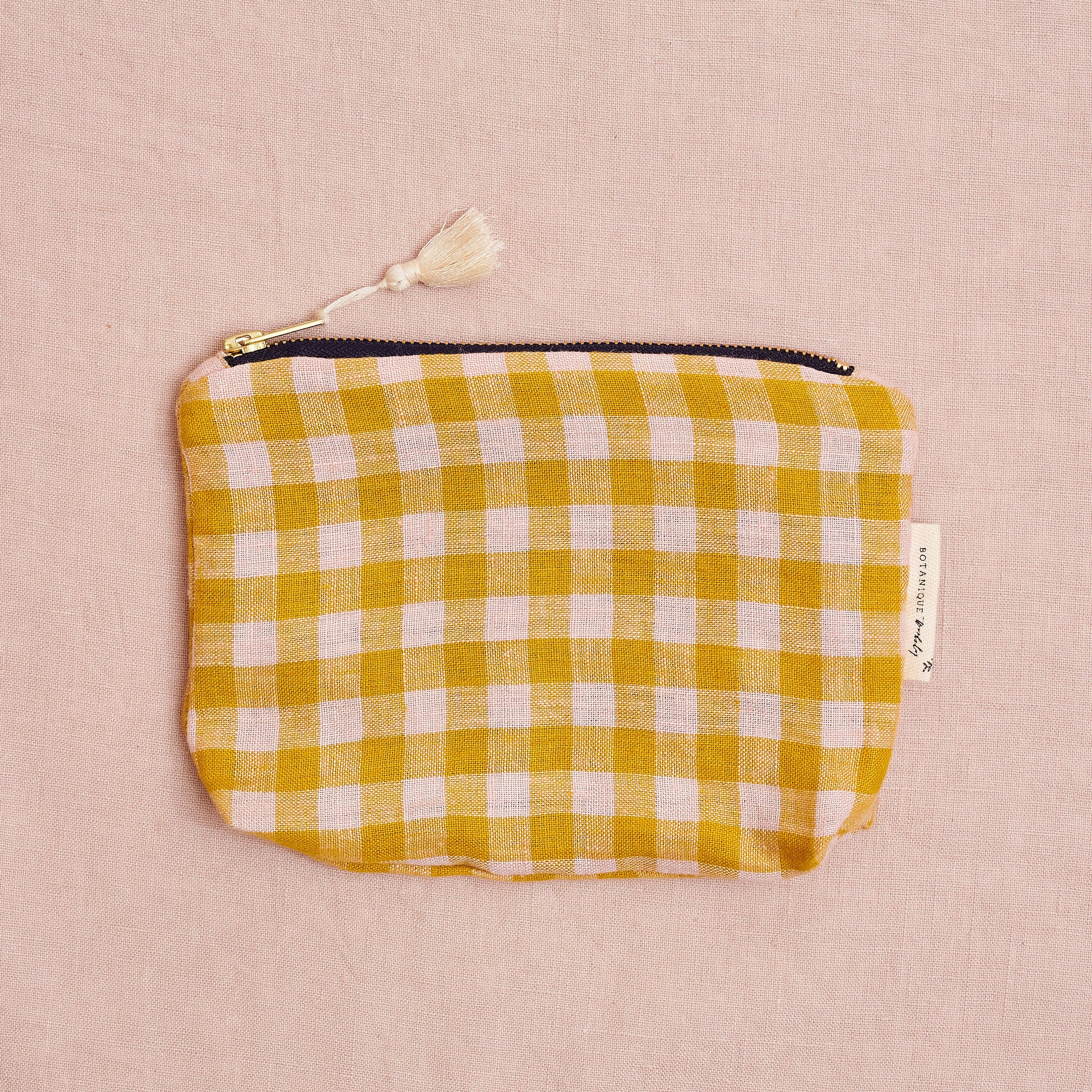 Linen Zip Pouch: Wes Gingham | Two sizes available