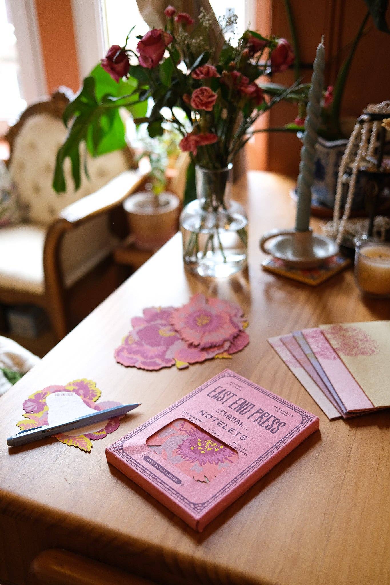 Screen Printed Floral Notelet Set