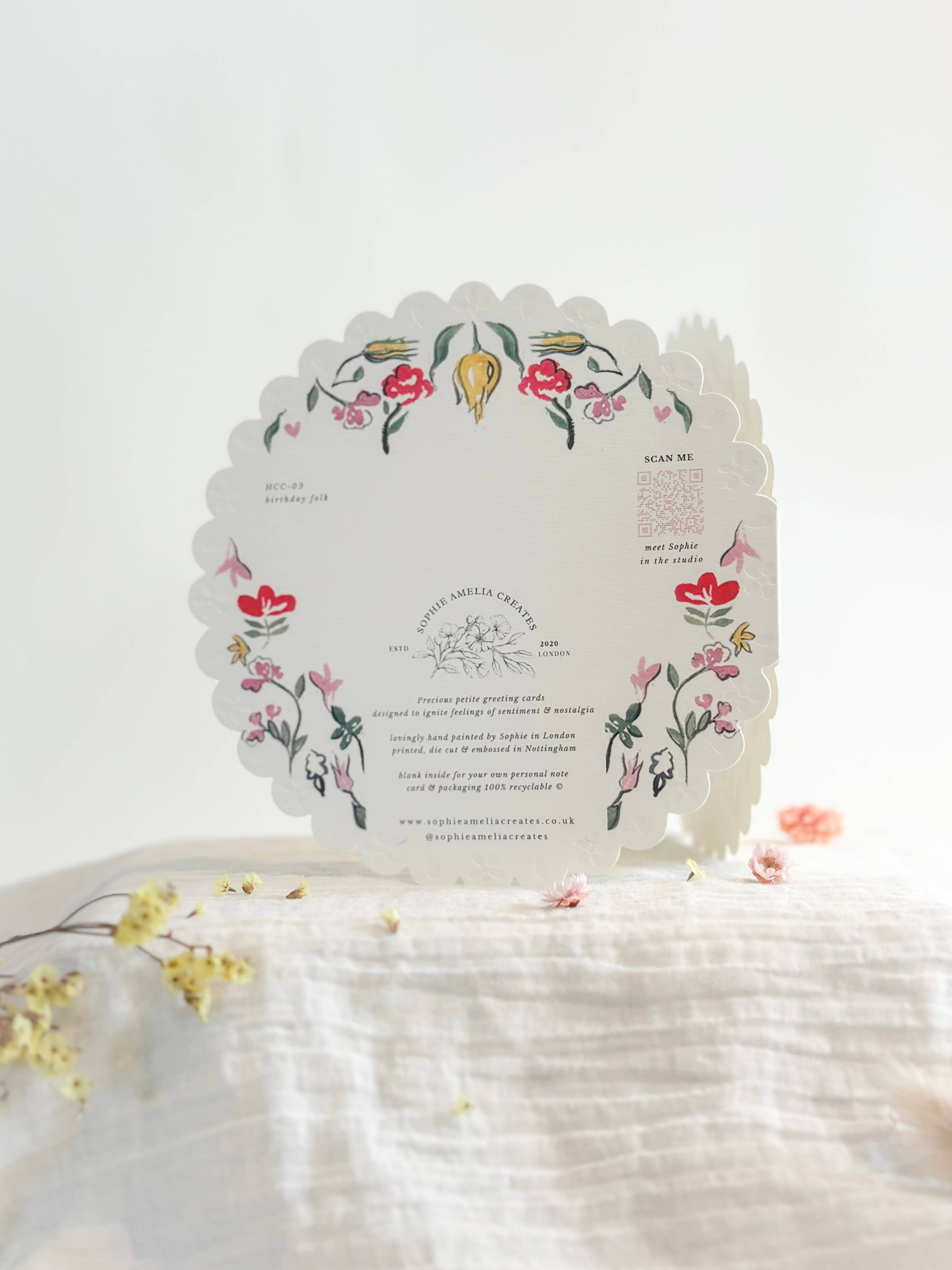 Birthday Folk Circular Embossed Birthday Card