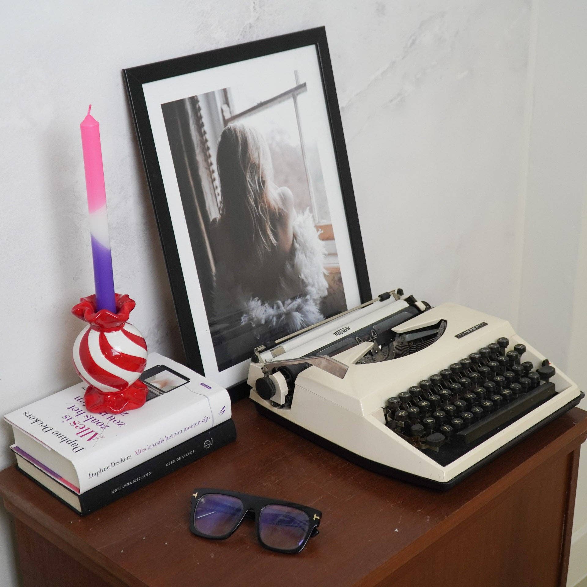 Toffee Candy Candle Holder | Red & White